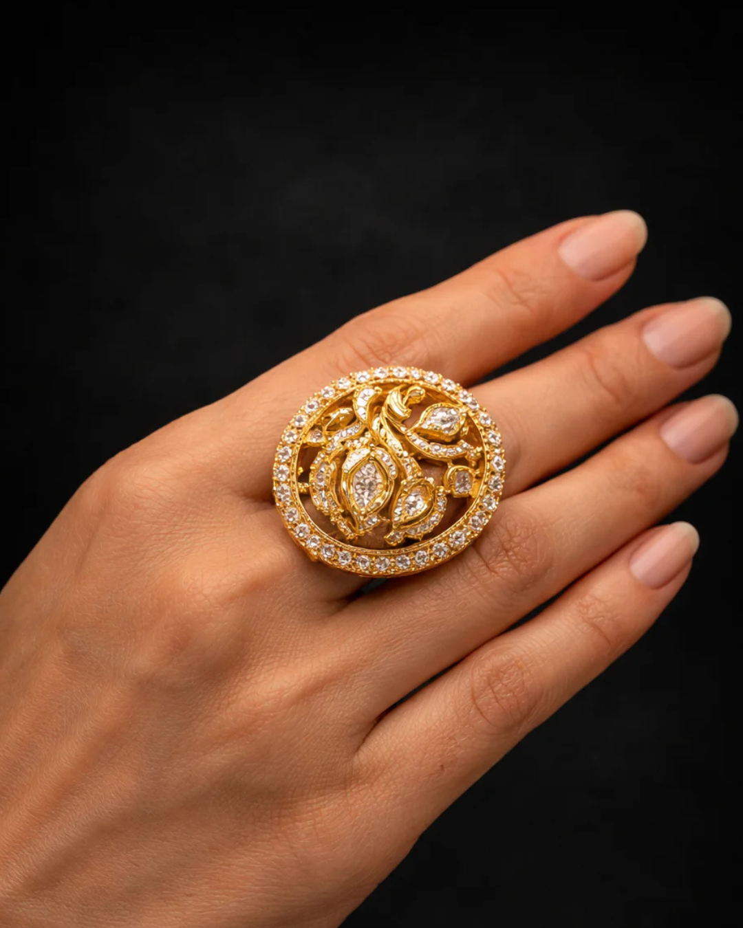 Kundan Pearl Antique Cocktail Ring