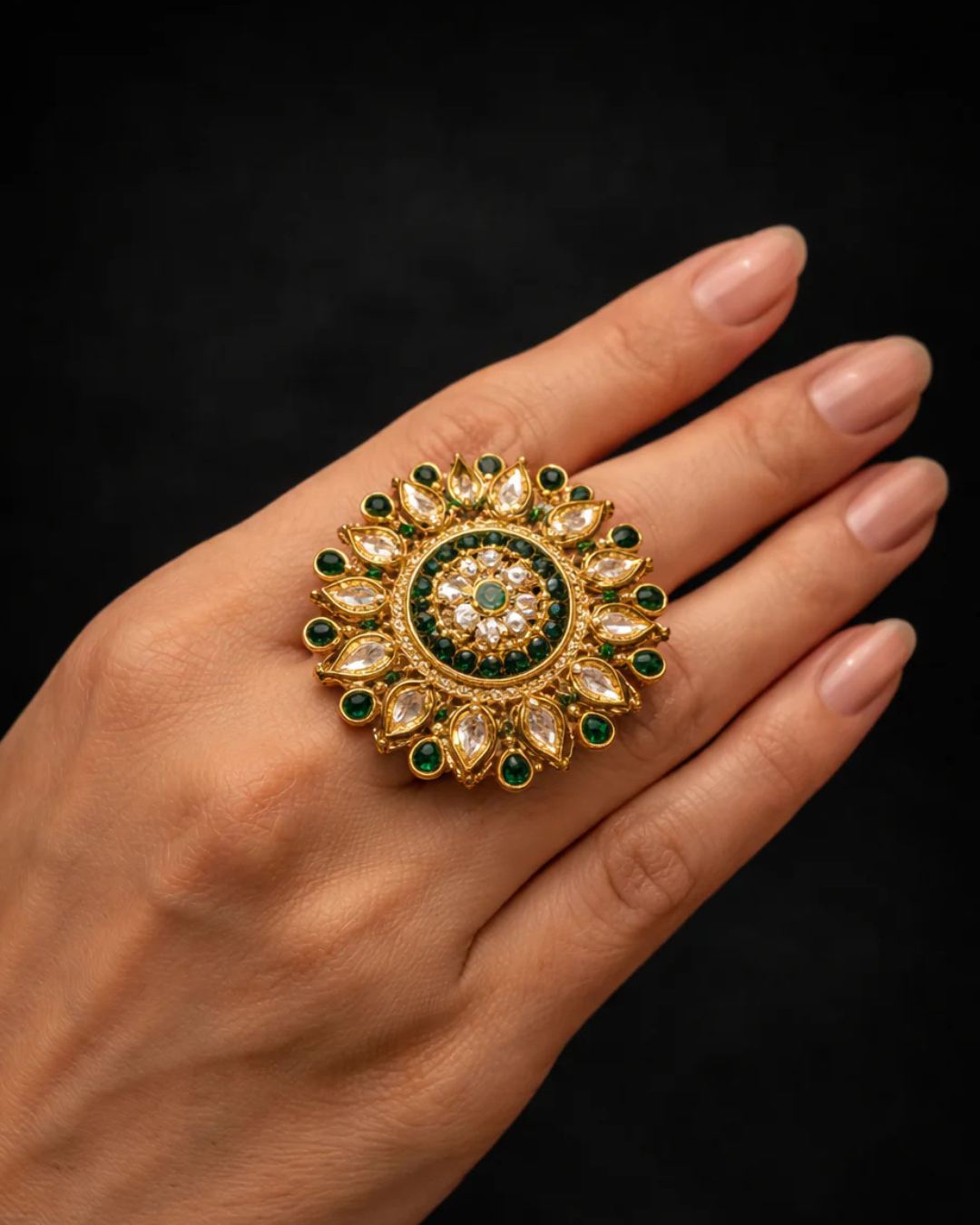 Kundan Meena Cocktail Ring