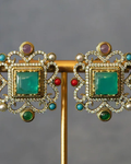 Royal Emerald Baroque Statement Studs