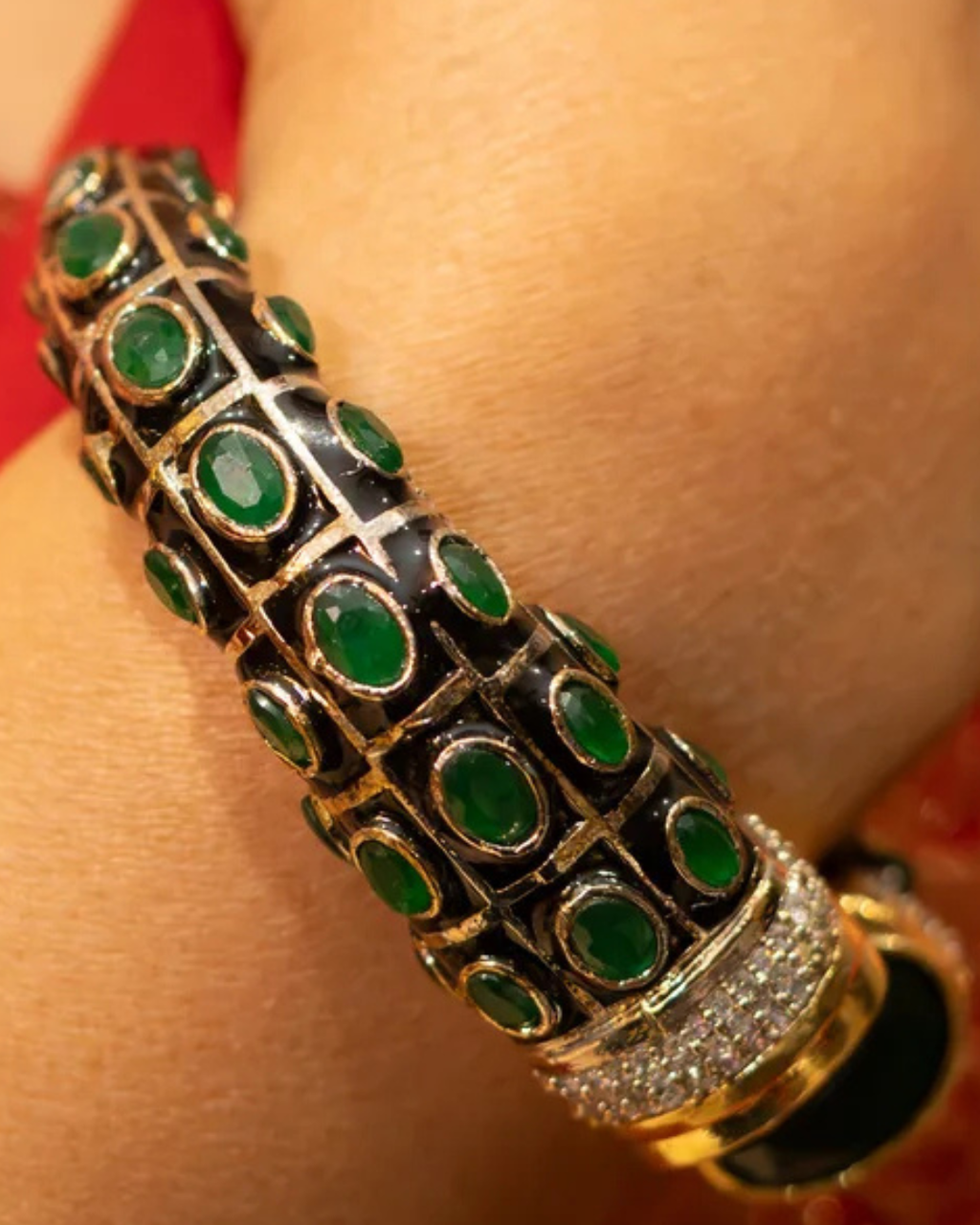 Green Onyx Gemstone Cuff Bracelet