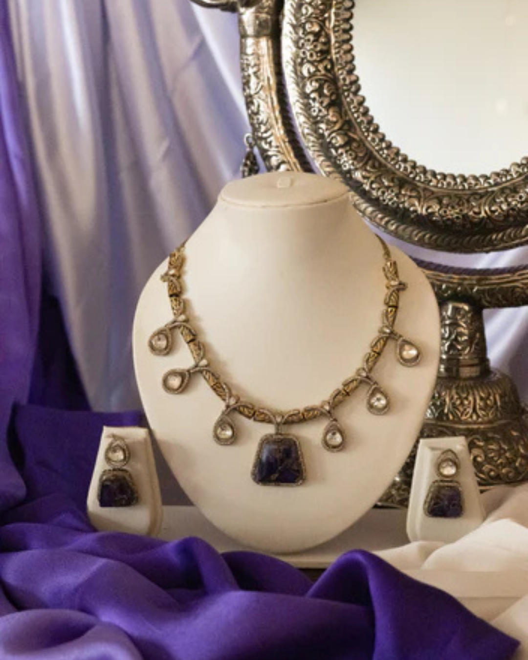 Royal Amethyst Drop Necklace Set