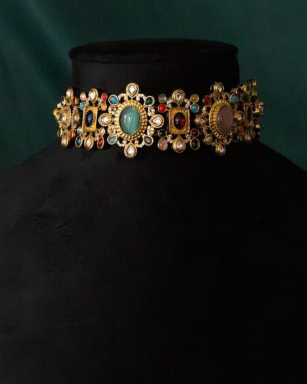 Sabya Inspired Navratna Choker Set