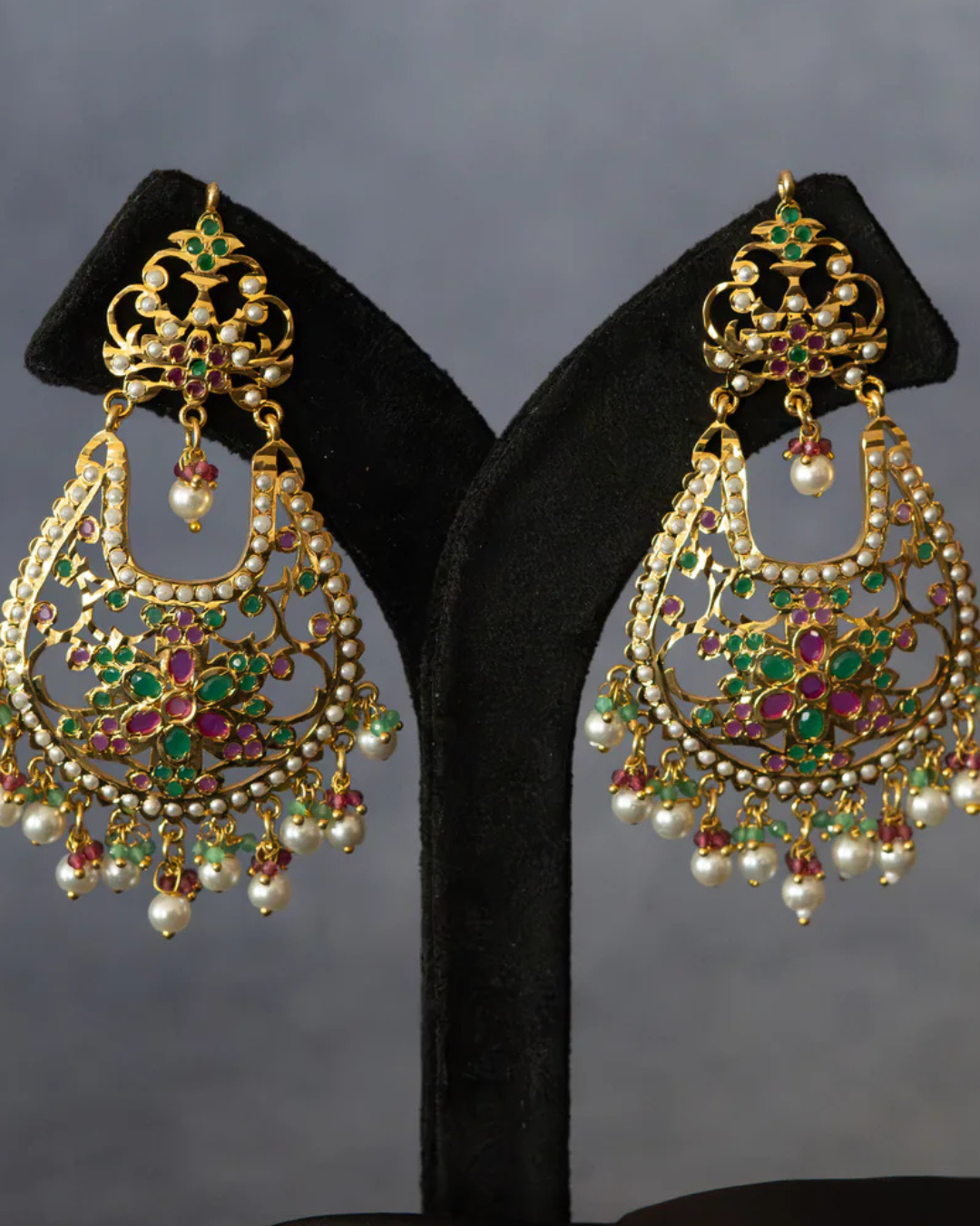 Jadau Floral Chandbalis