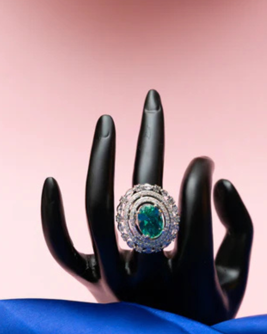 Emerald Orbit Statement Ring