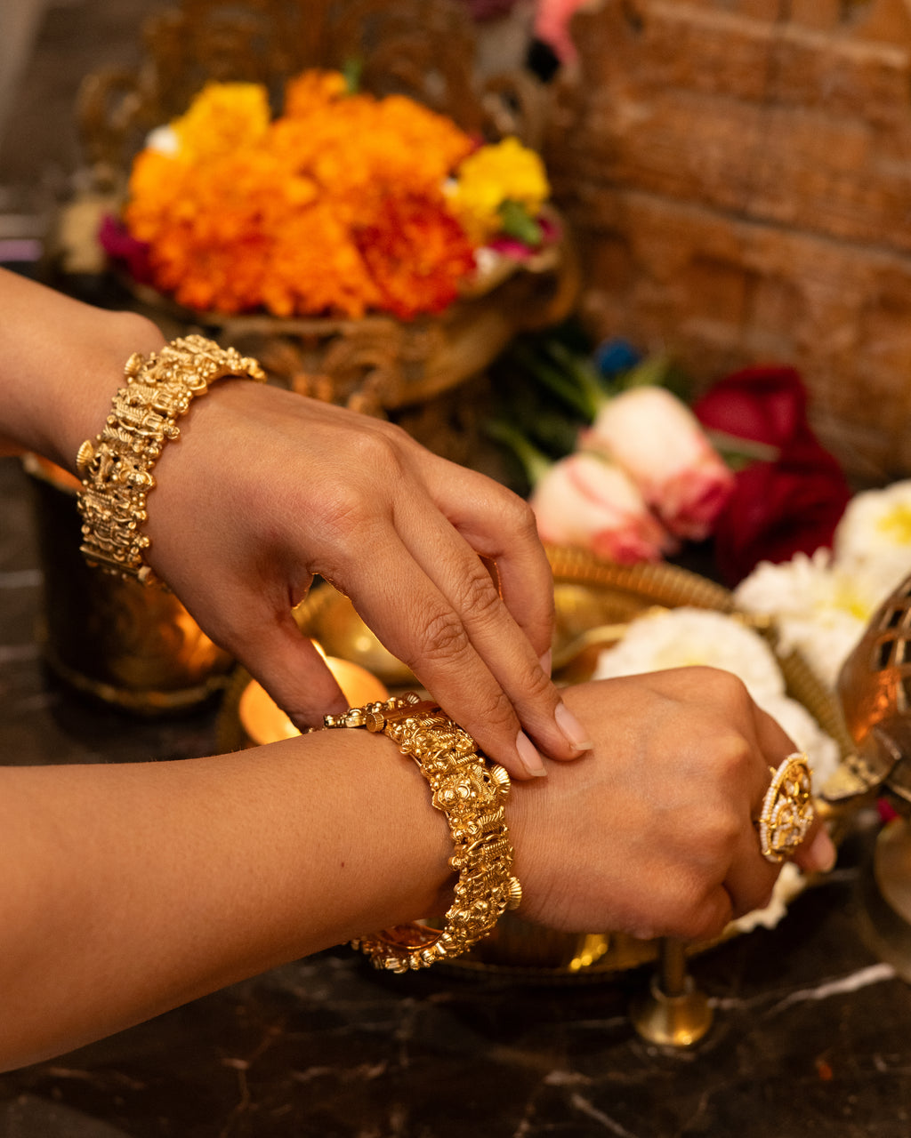 Kundan Pearl Antique Cocktail Ring