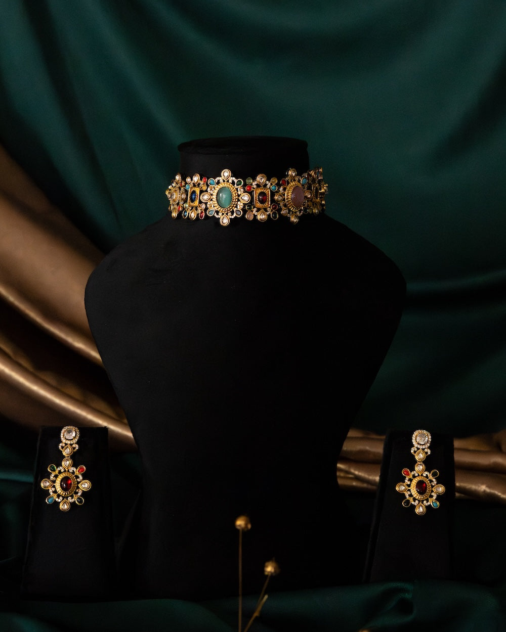 Sabya Inspired Navratna Choker Set