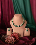 Emerald Classic Halo Necklace Set