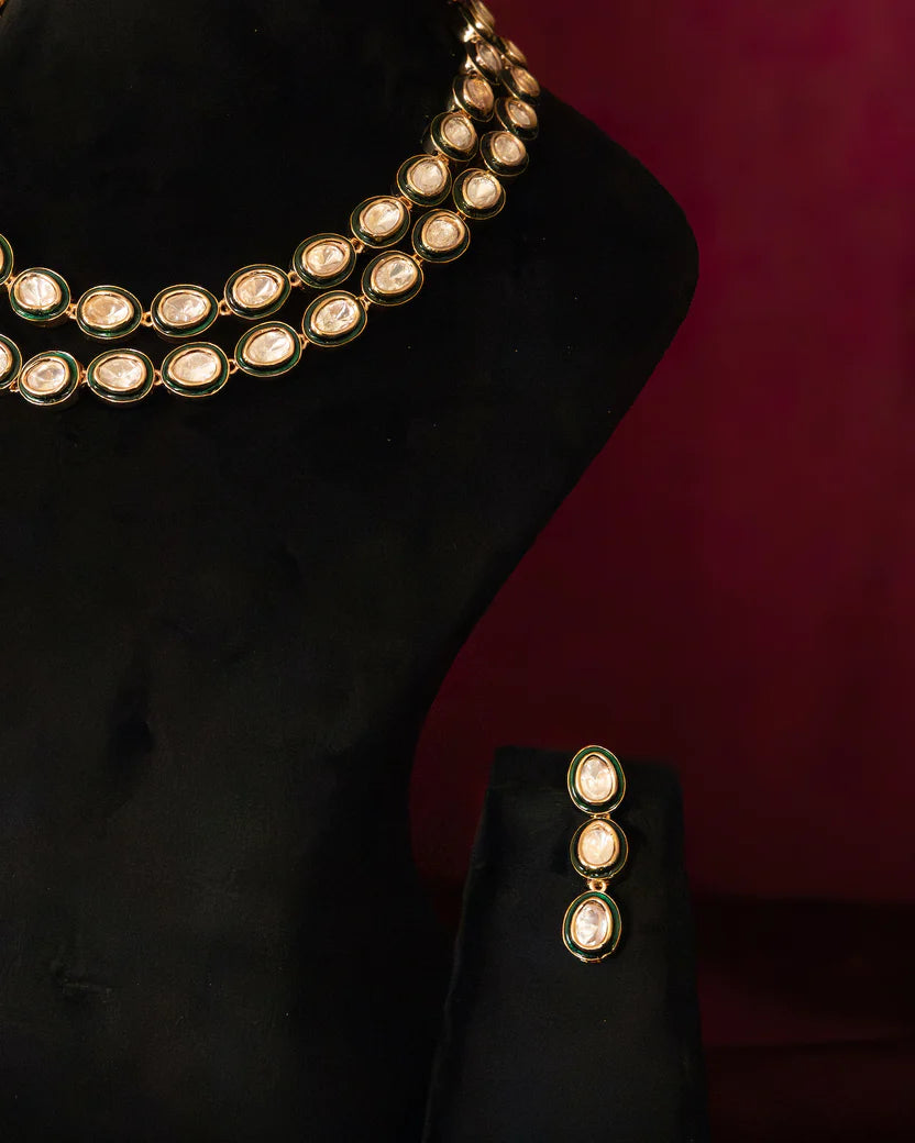 Classic Emerald Kundan Layered Set