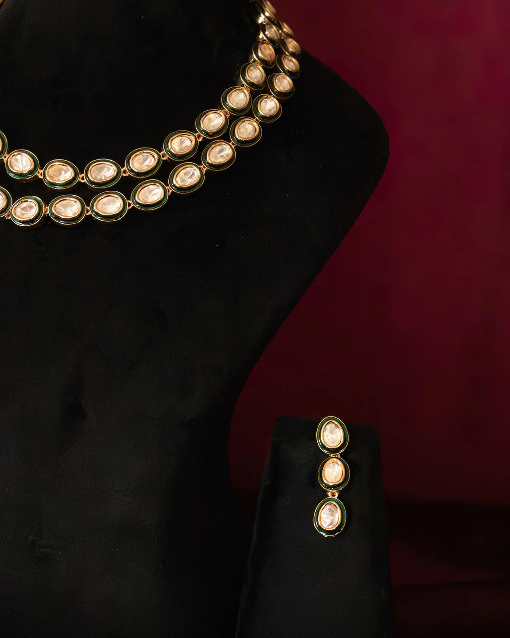 Classic Emerald Kundan Layered Set
