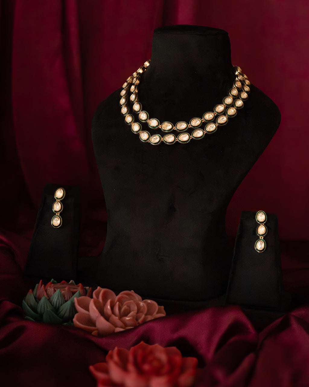 Classic Emerald Kundan Layered Set