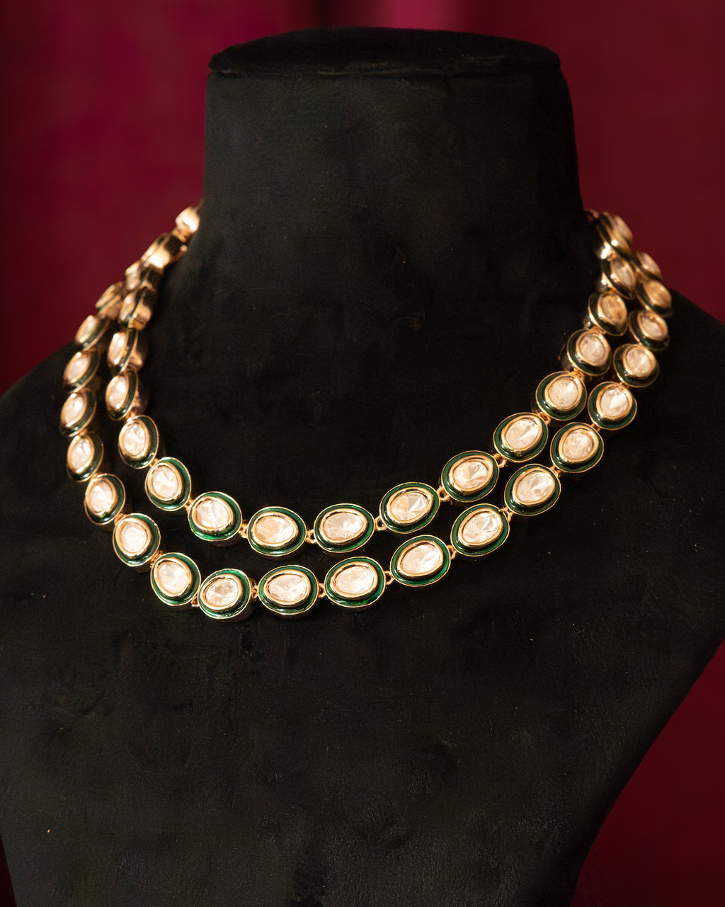 Classic Emerald Kundan Layered Set