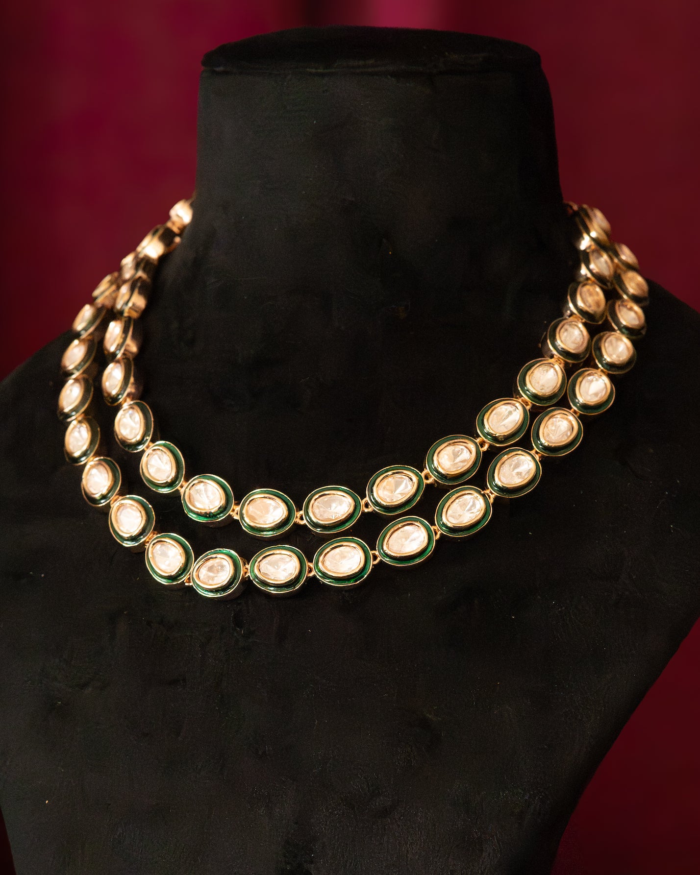 Classic Emerald Kundan Layered Set