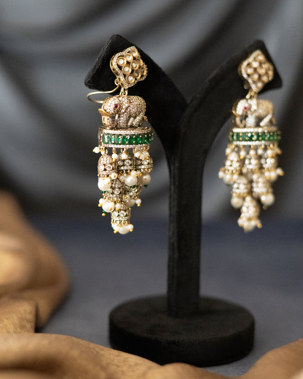 Pearl Elephant Drop Earrings