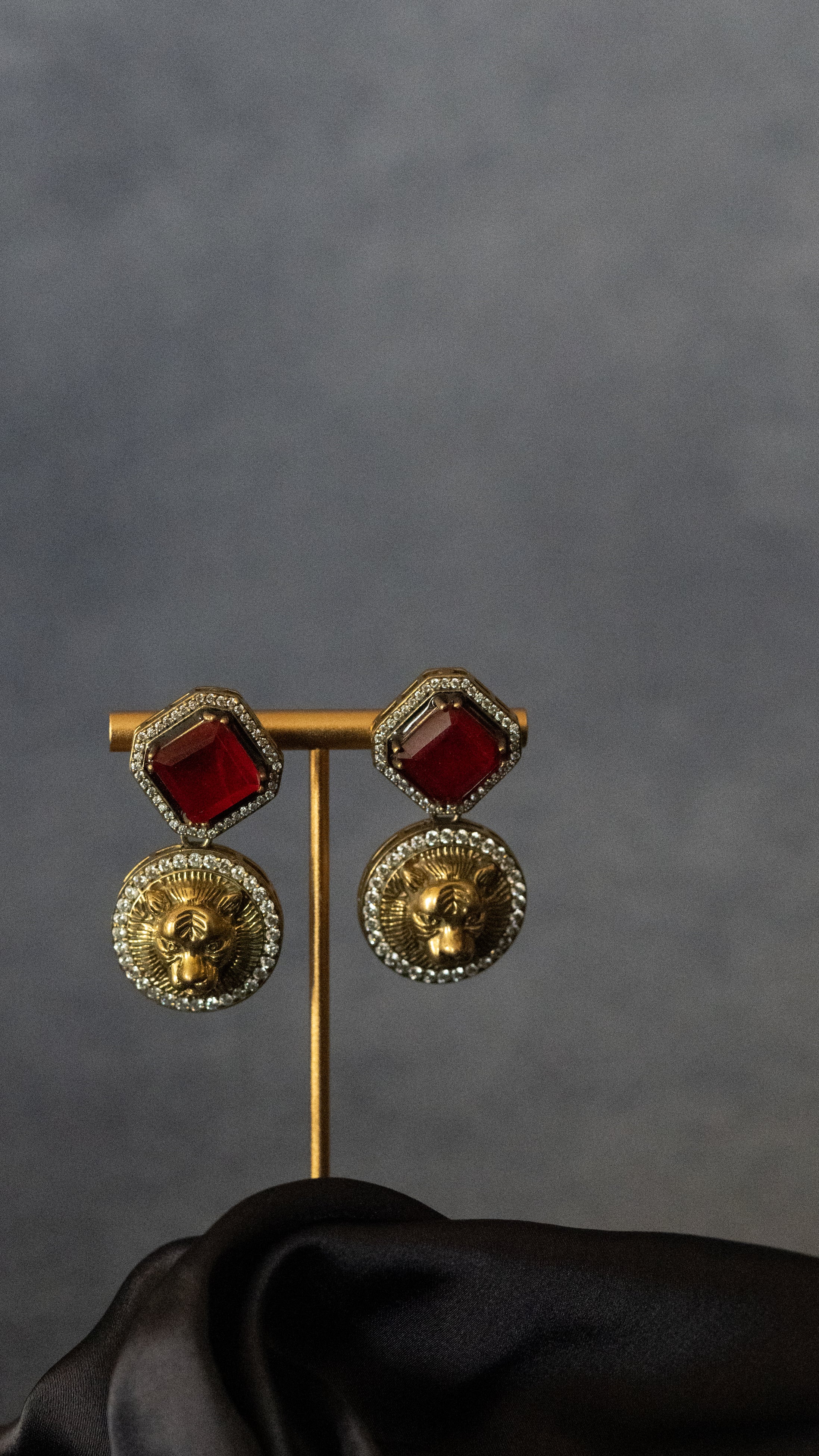 Simha Shakti Ruby Stud Drops