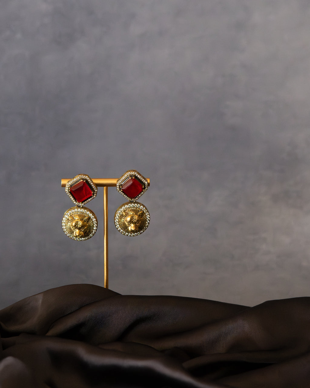Simha Shakti Ruby Stud Drops