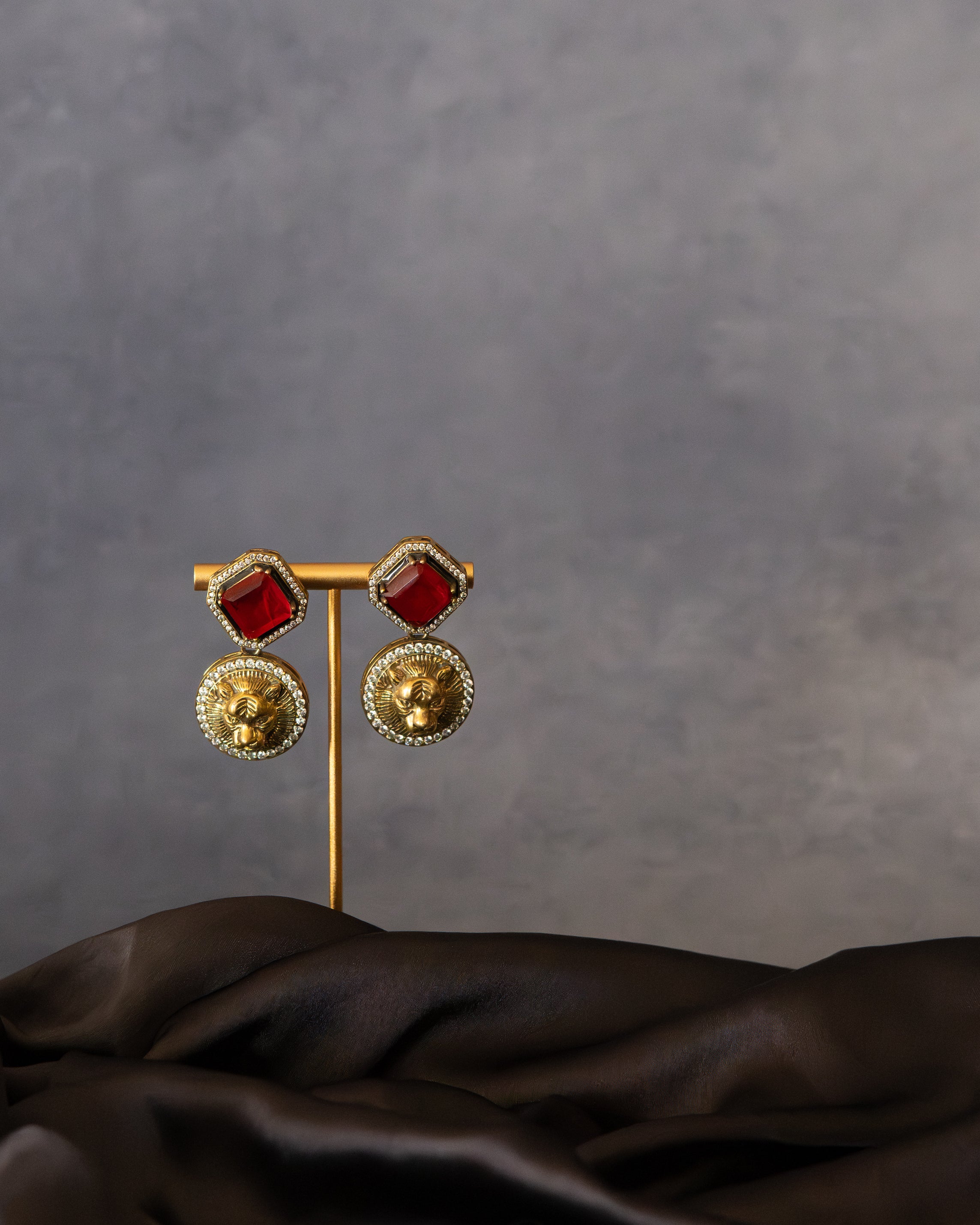 Simha Shakti Ruby Stud Drops