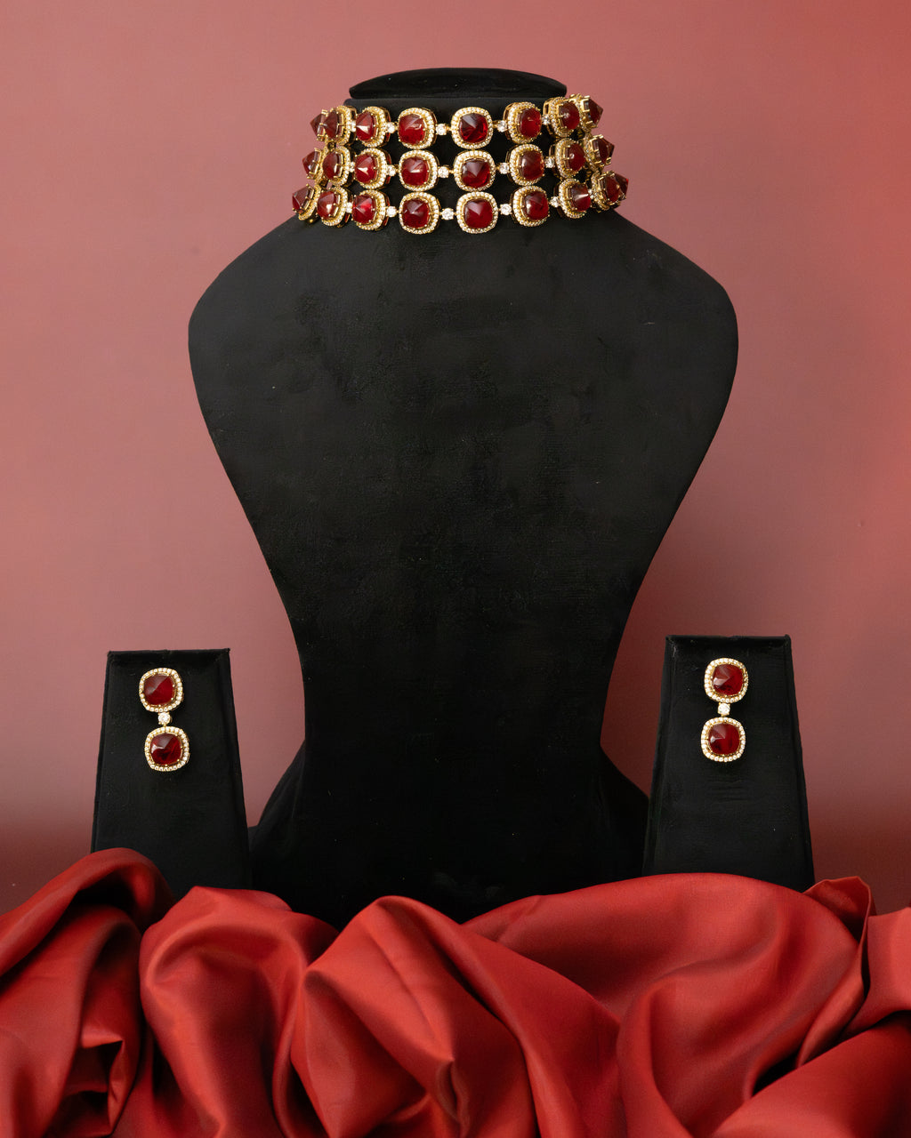 Ruby Royale Layered Choker Set