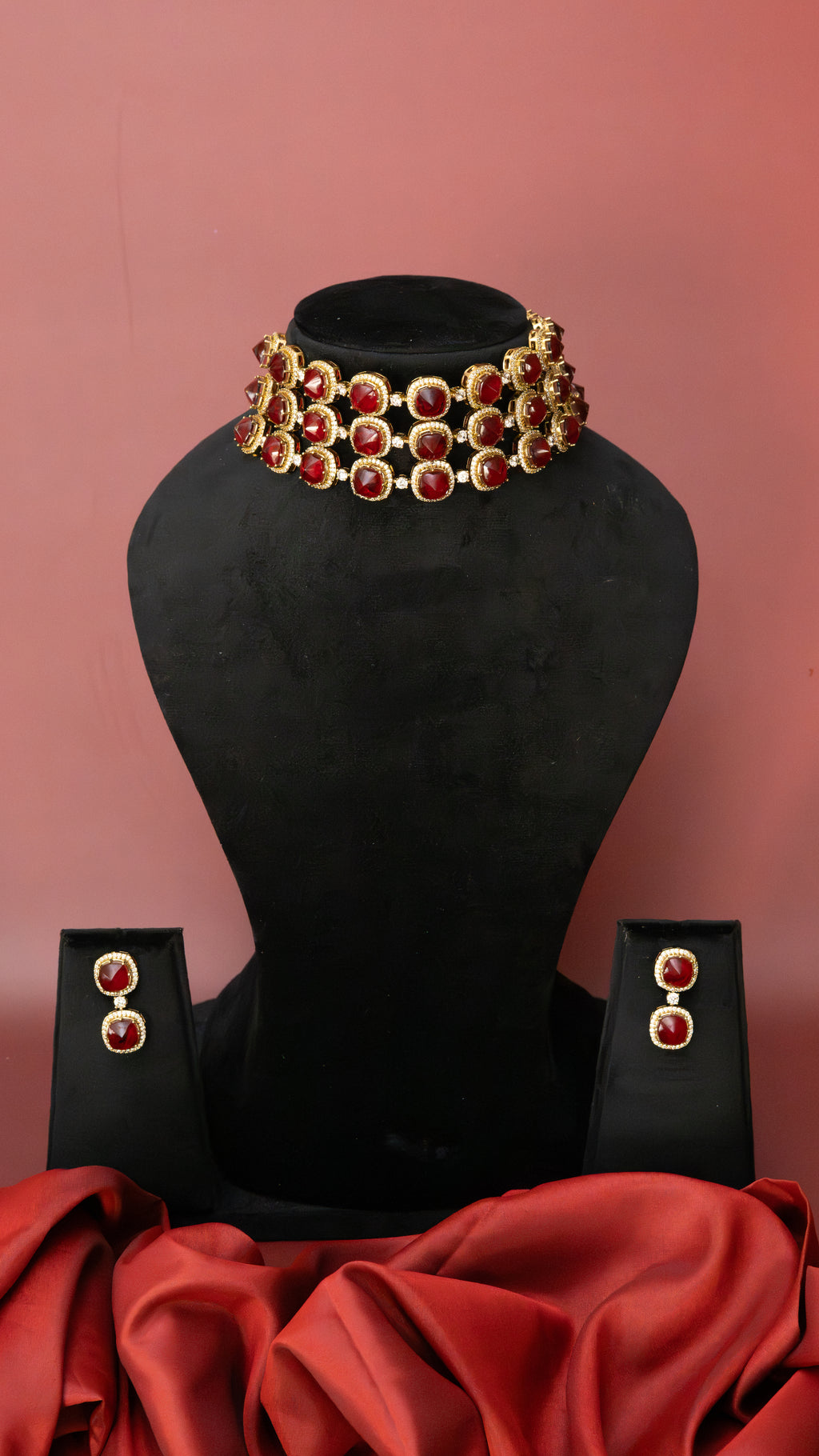 Ruby Royale Layered Choker Set