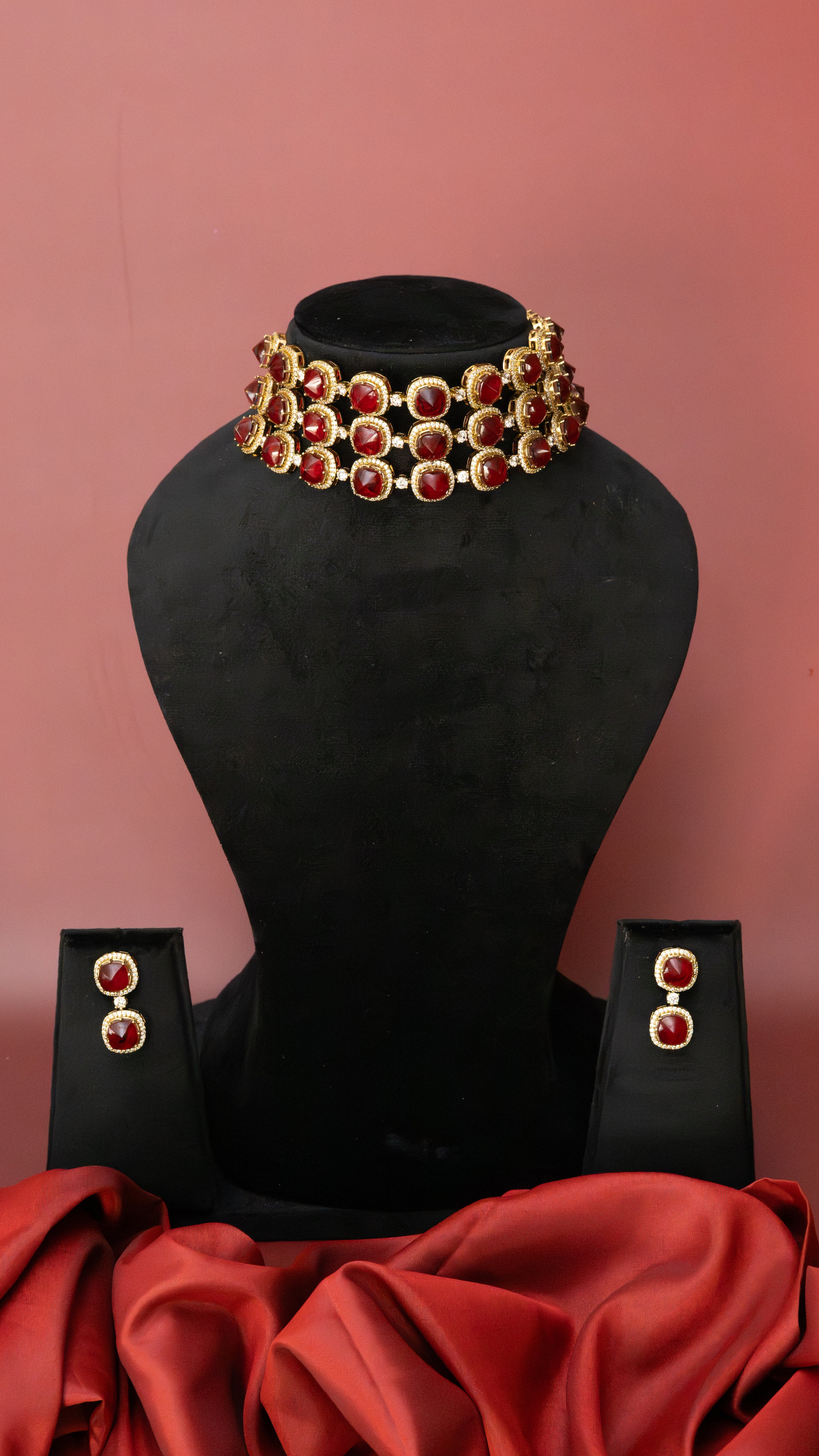 Ruby Royale Layered Choker Set