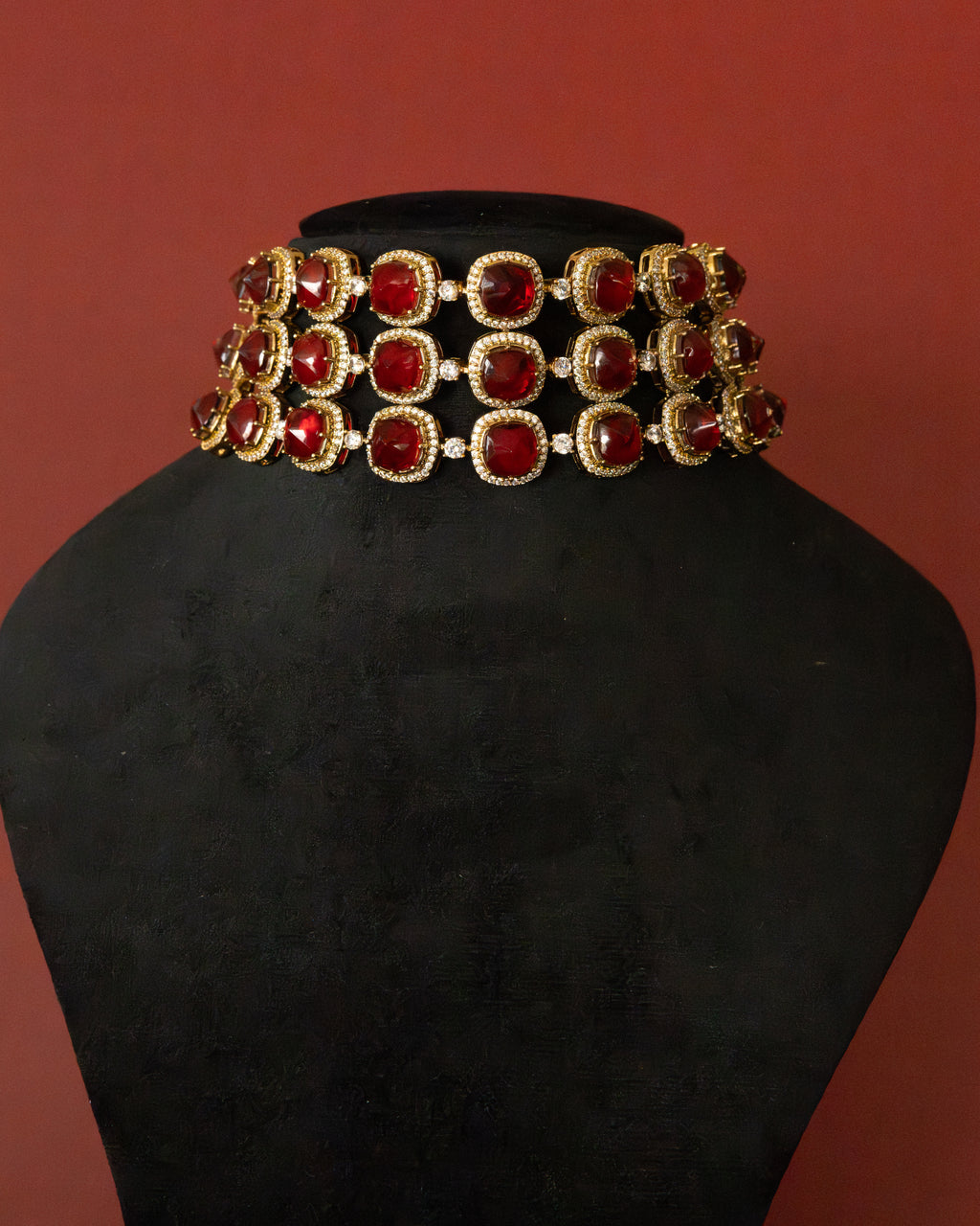 Ruby Royale Layered Choker Set