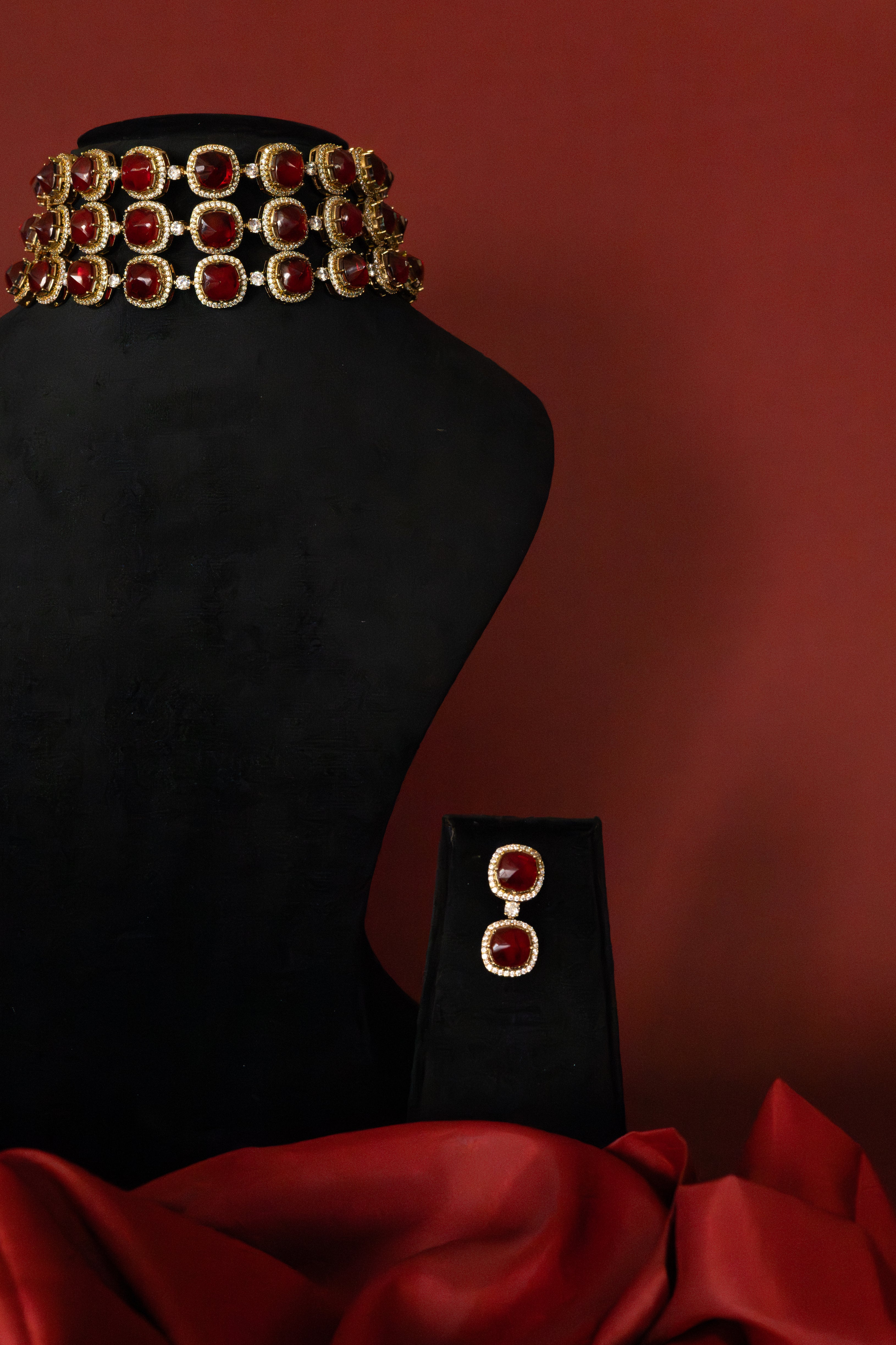 Ruby Royale Layered Choker Set