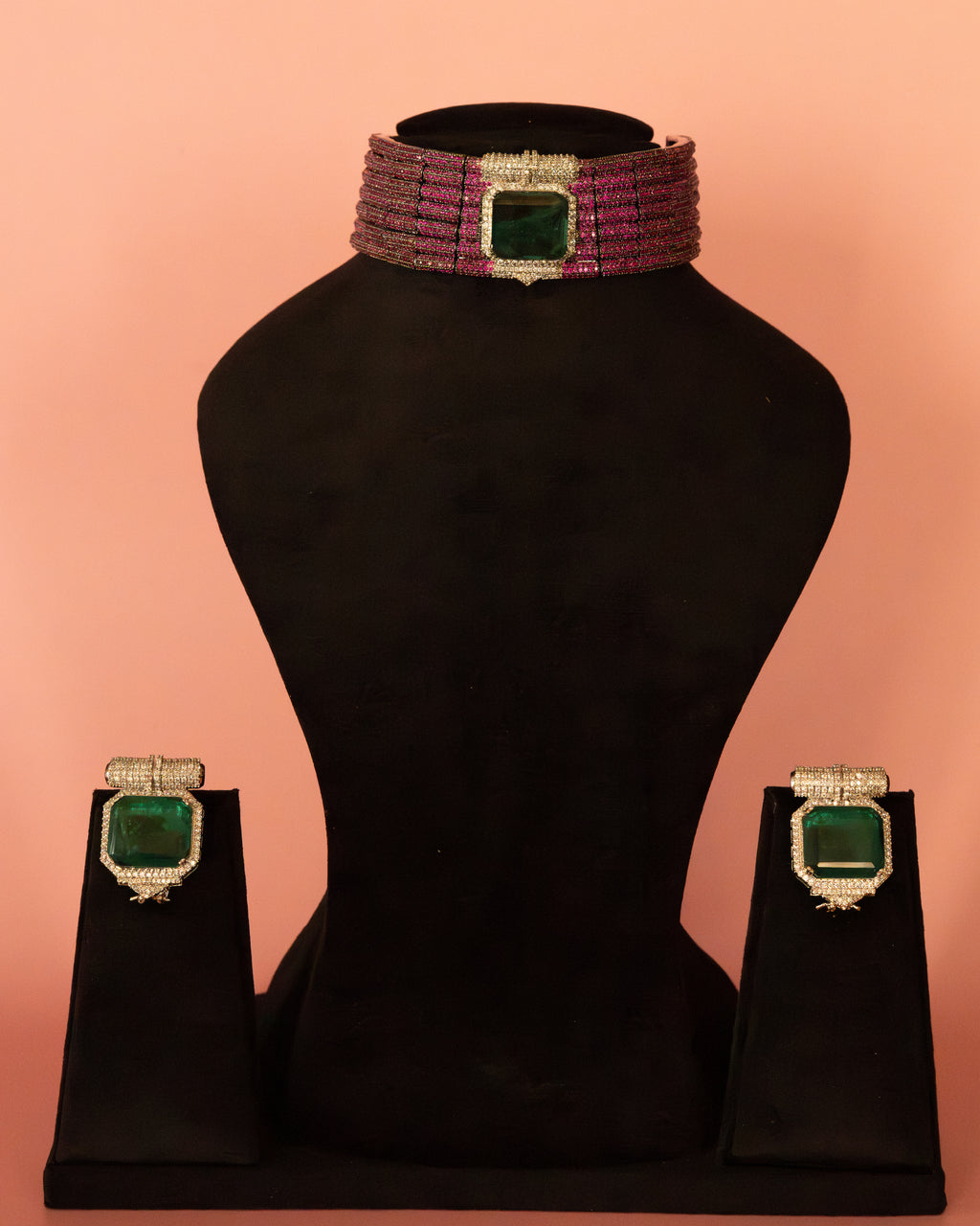 Maharani Ruby Emerald Choker Set