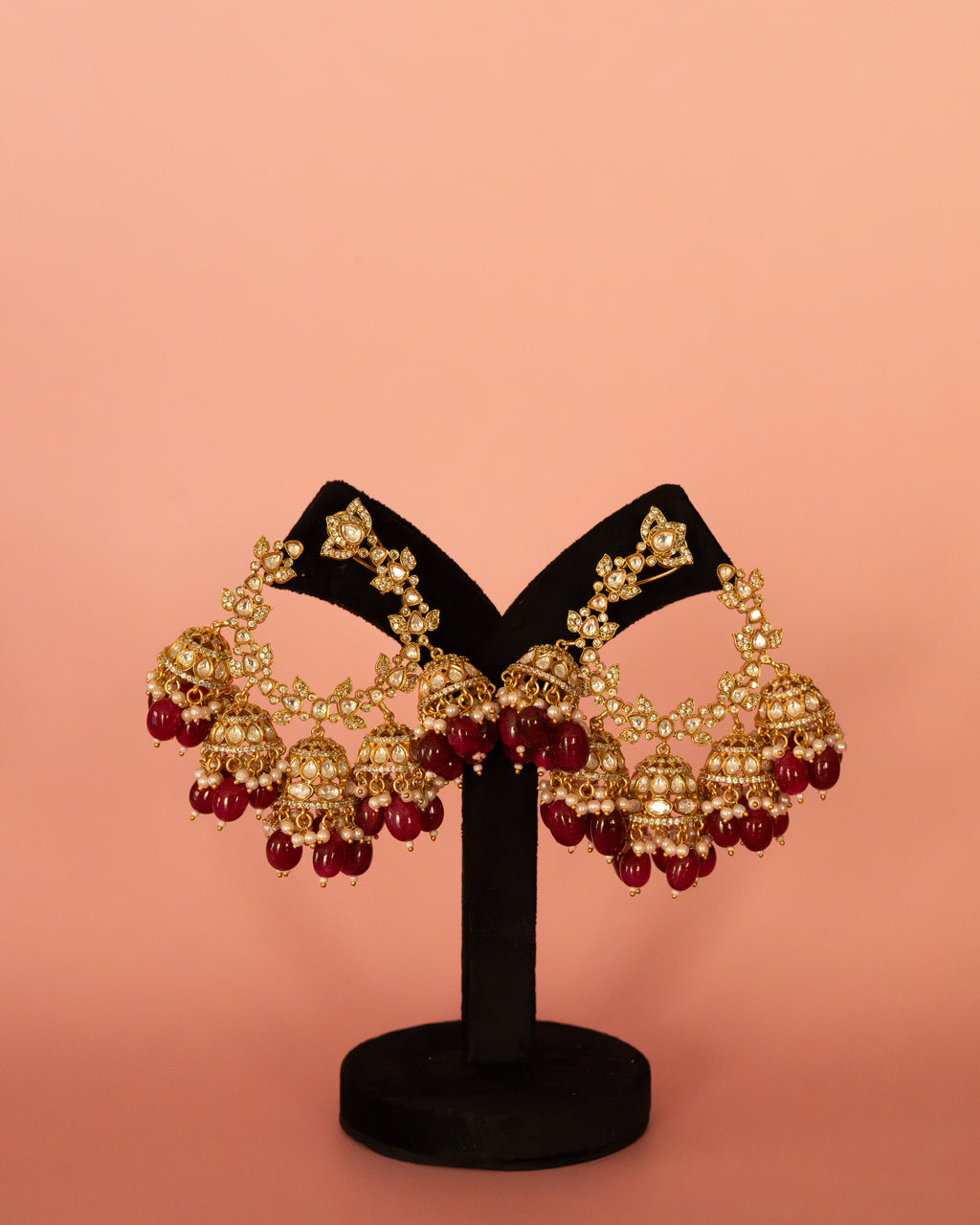 Regal Pearl Halo Chandbali Earrings