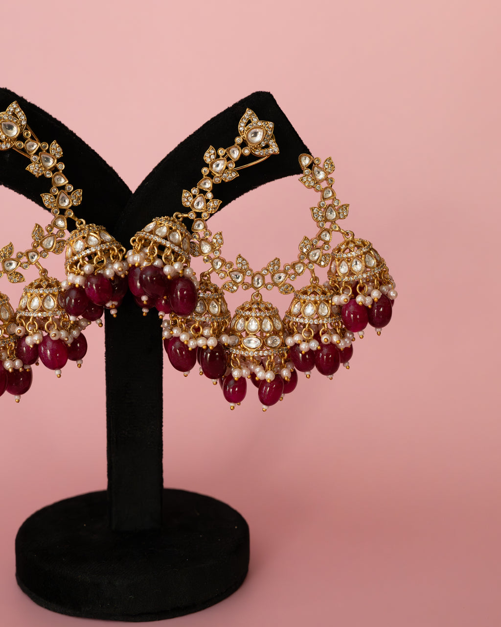 Regal Pearl Halo Chandbali Earrings