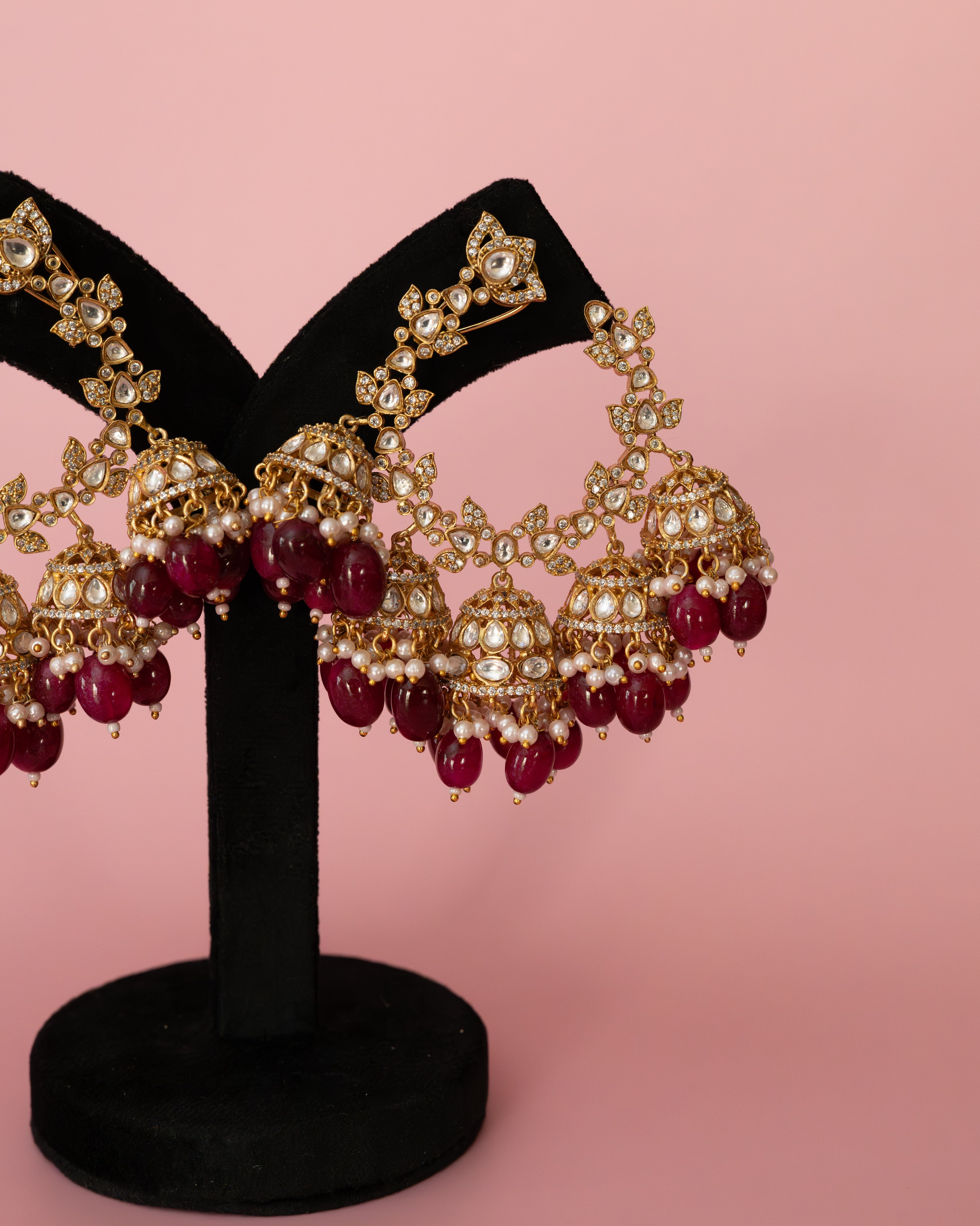 Regal Pearl Halo Chandbali Earrings