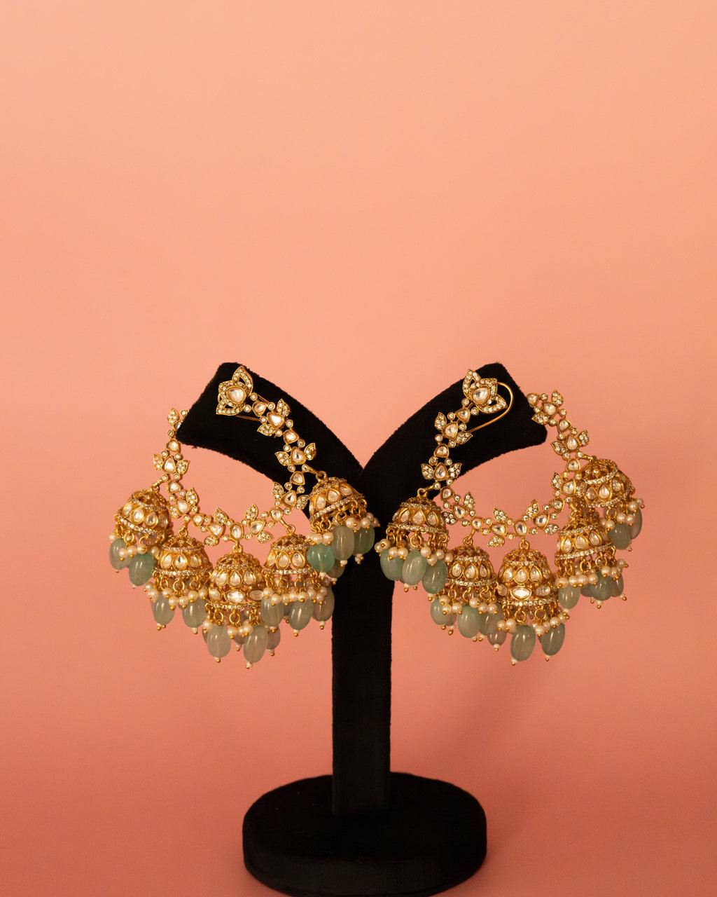 Regal Pearl Halo Chandbali Earrings