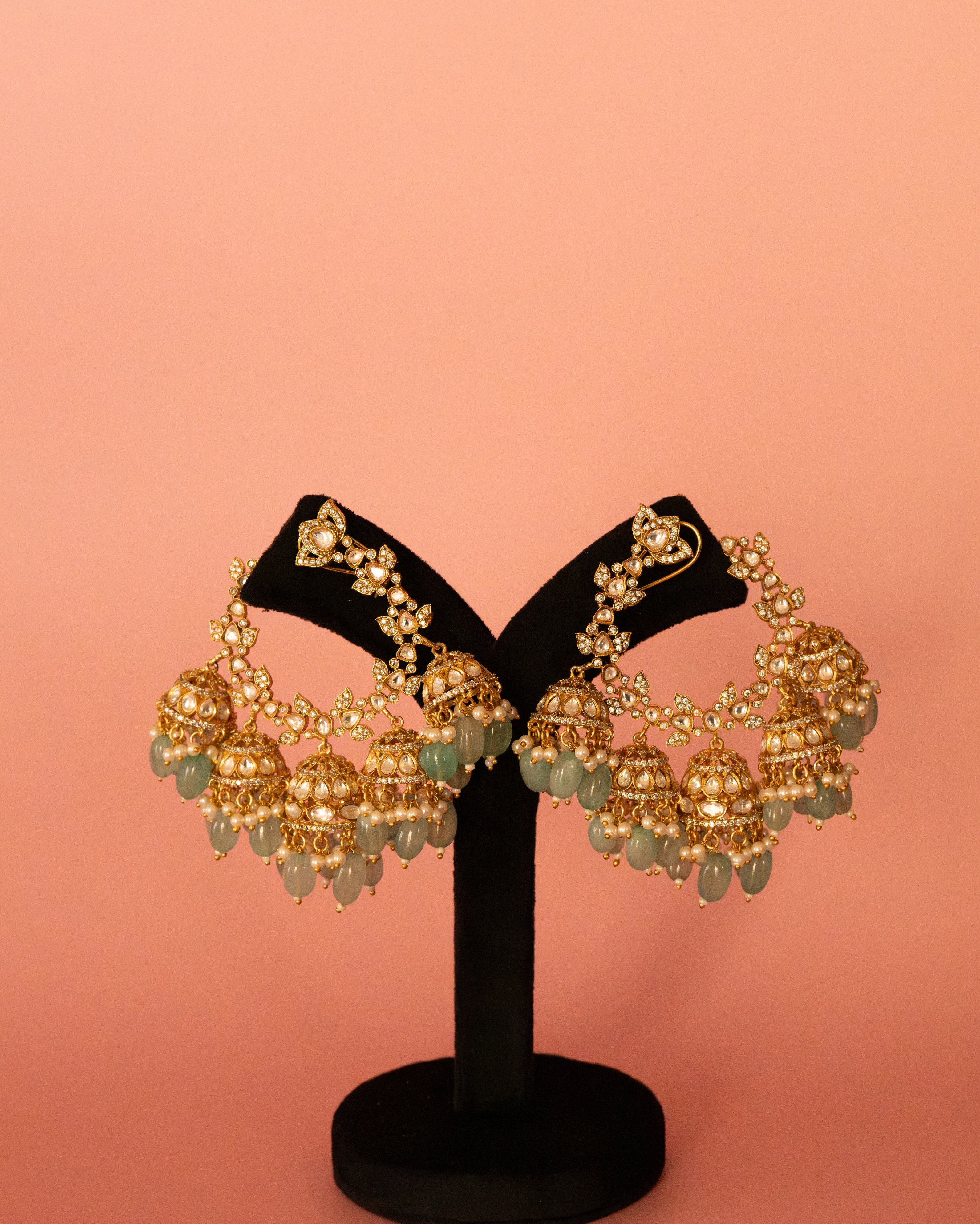 Regal Pearl Halo Chandbali Earrings