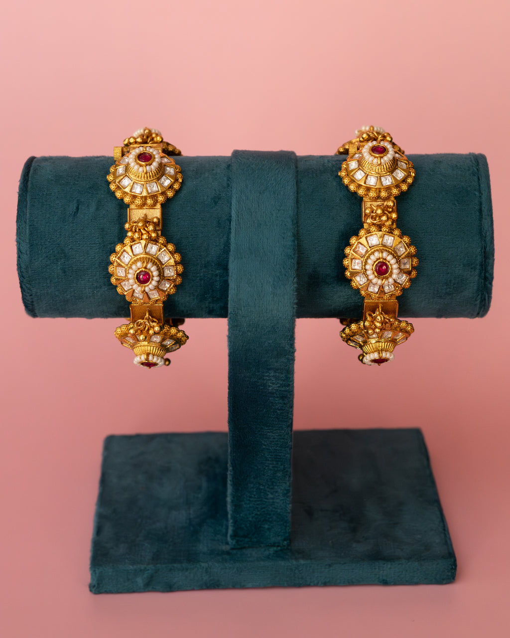 Ruby Kundan Heritage Openable Kada