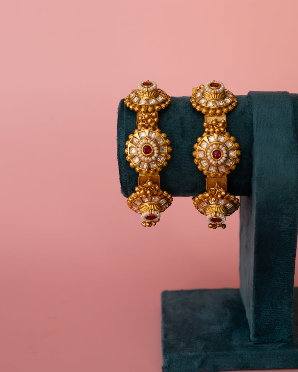 Ruby Kundan Heritage Openable Kada
