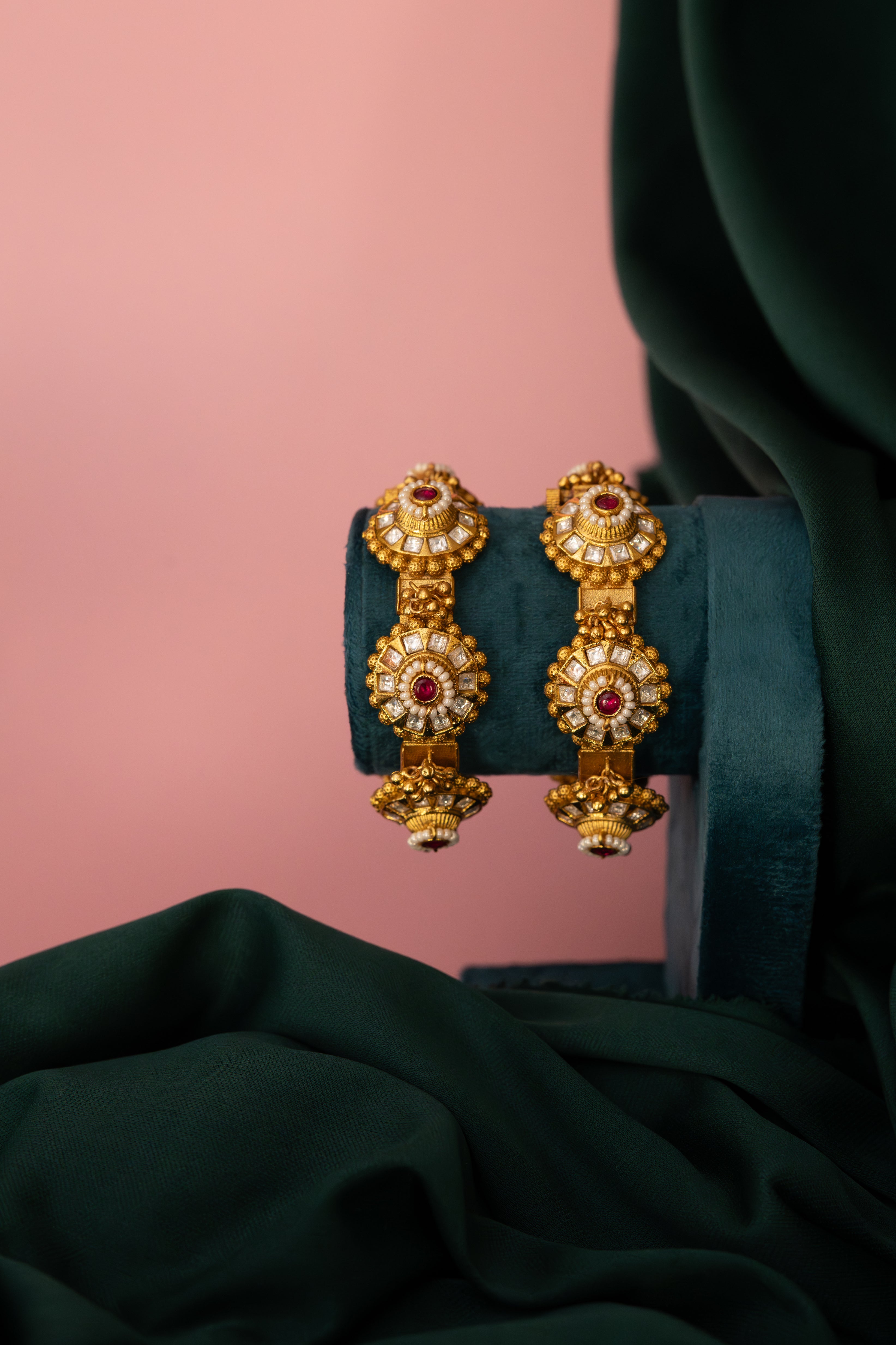 Ruby Kundan Heritage Openable Kada