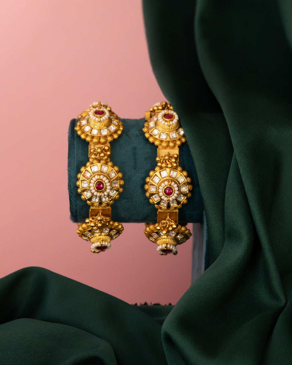 Ruby Kundan Heritage Openable Kada