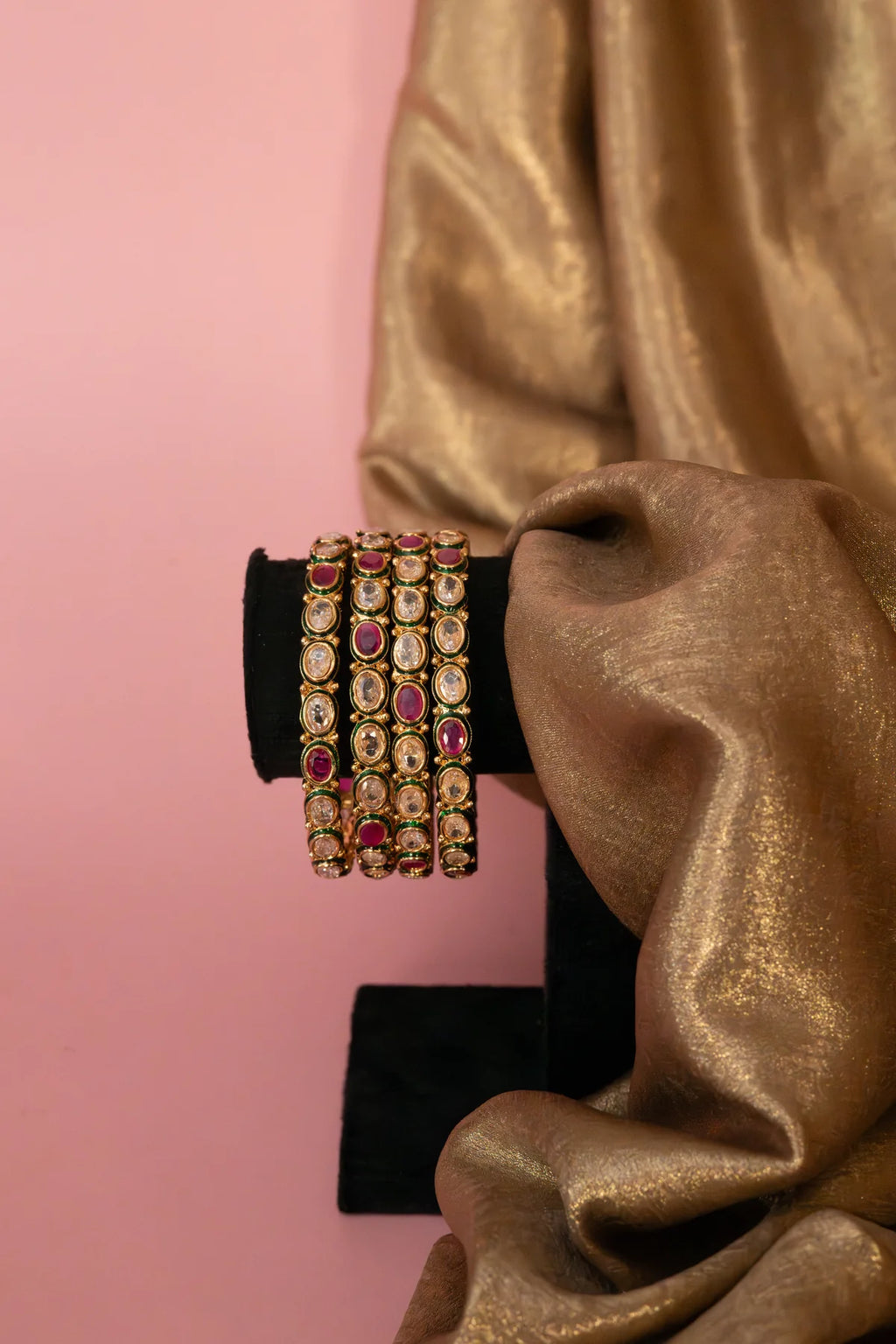 Meher Enamel Ruby Crystal Bangle