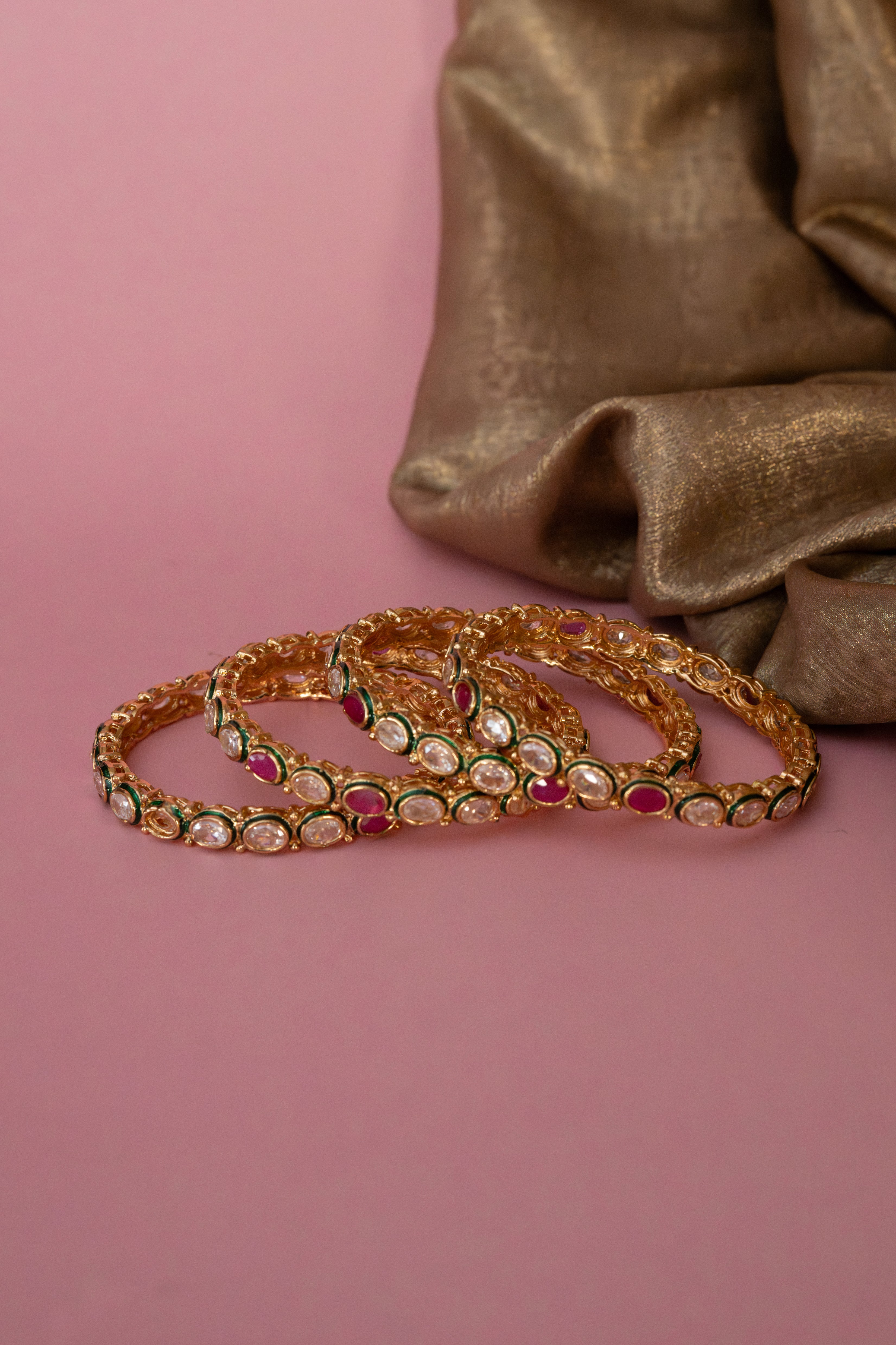 Meher Enamel Ruby Crystal Bangle