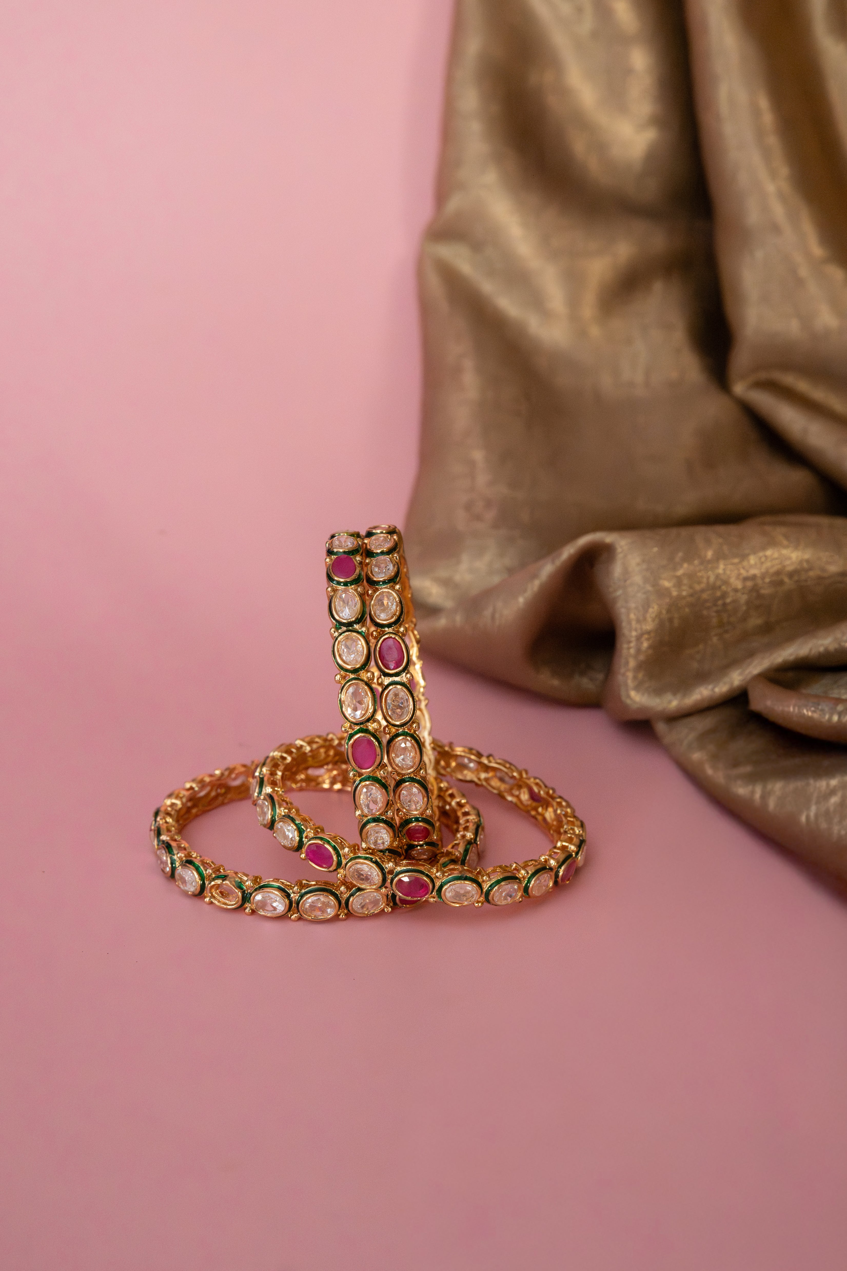 Meher Enamel Ruby Crystal Bangle