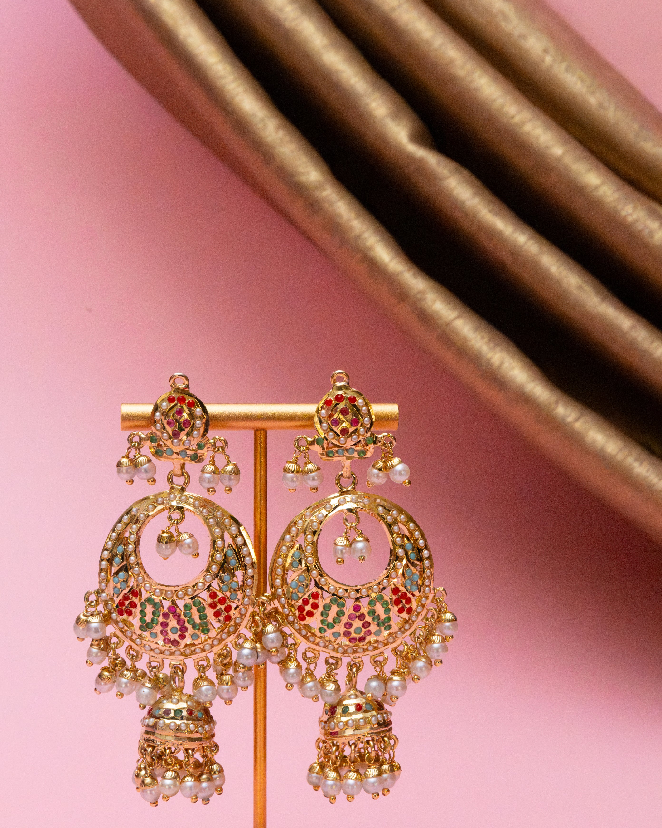 Rang Mahal Chandbali Jhumka Earrings
