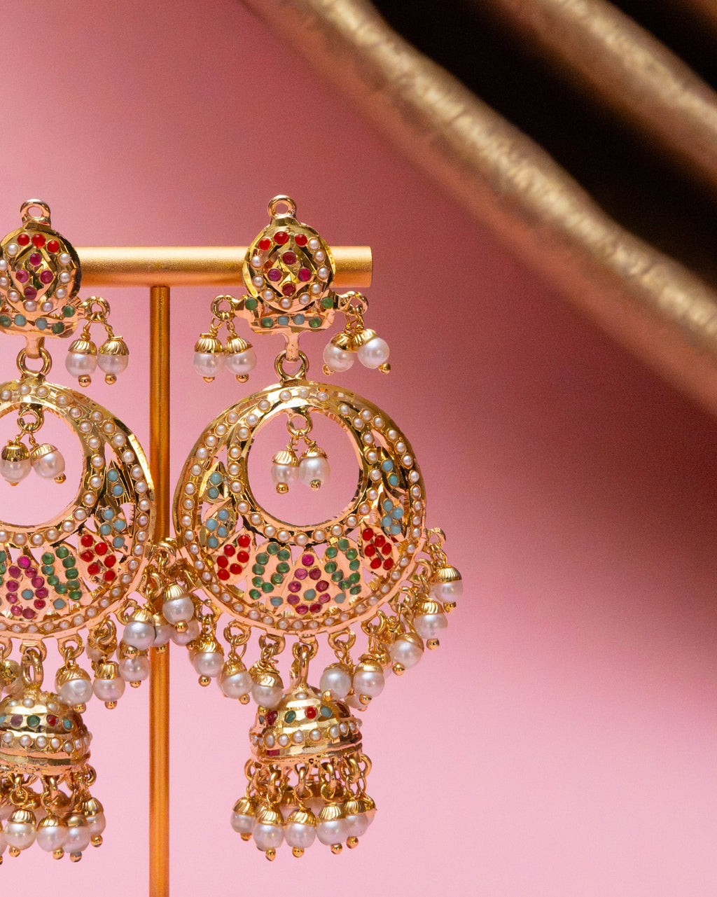 Rang Mahal Chandbali Jhumka Earrings