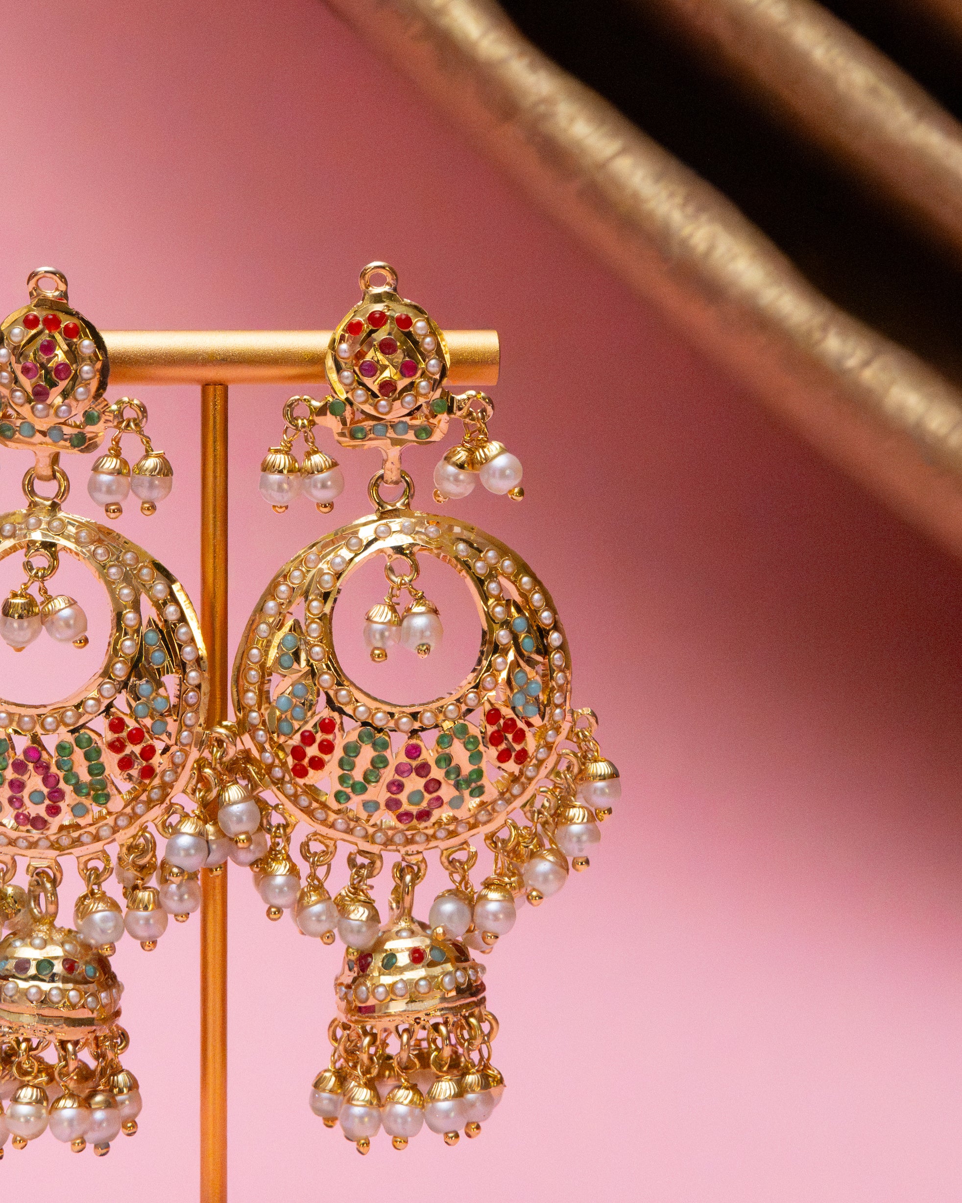 Rang Mahal Chandbali Jhumka Earrings