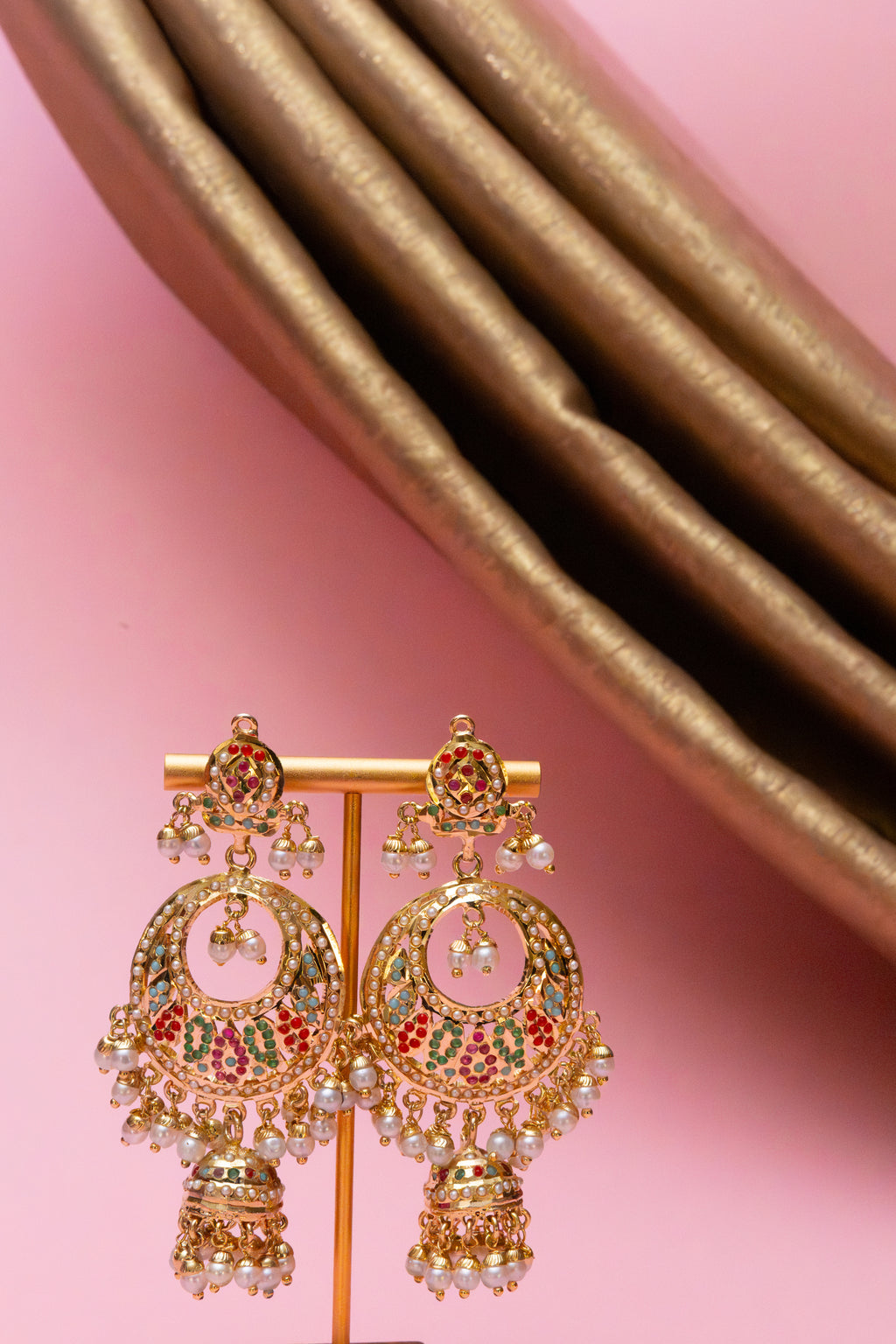 Rang Mahal Chandbali Jhumka Earrings