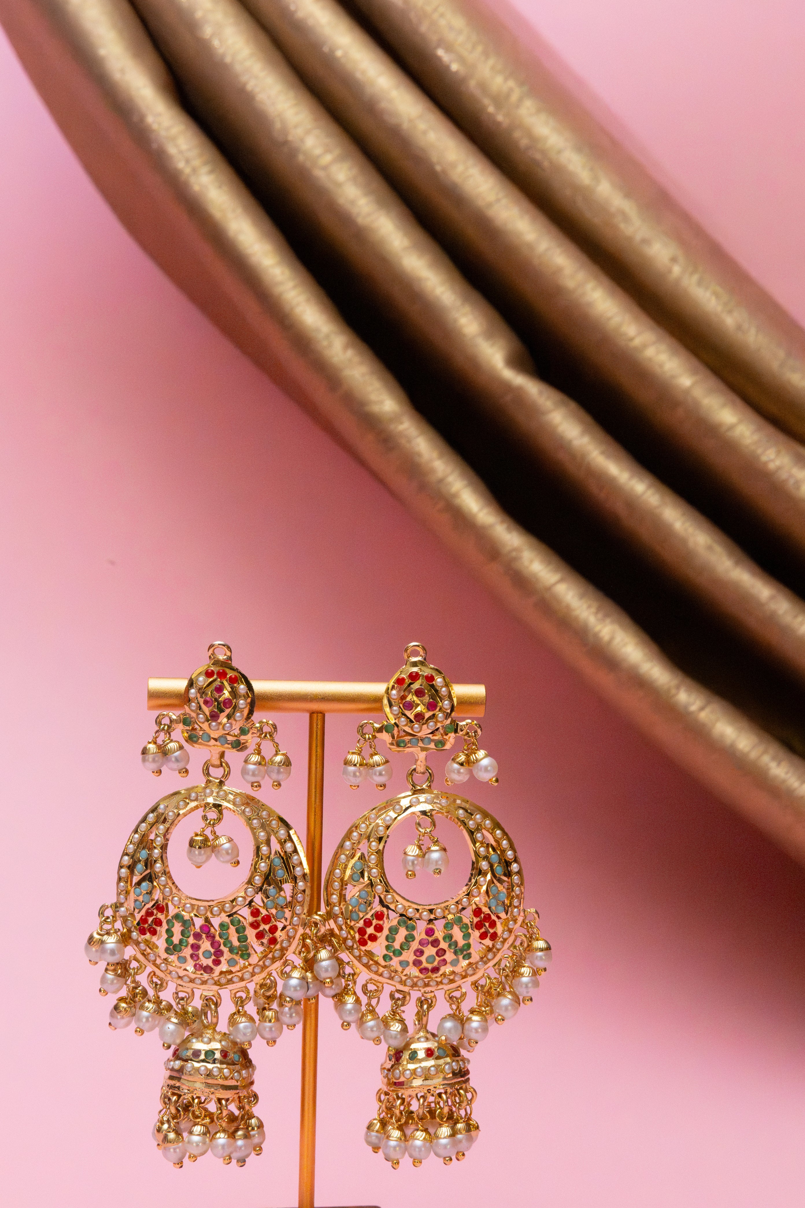 Rang Mahal Chandbali Jhumka Earrings