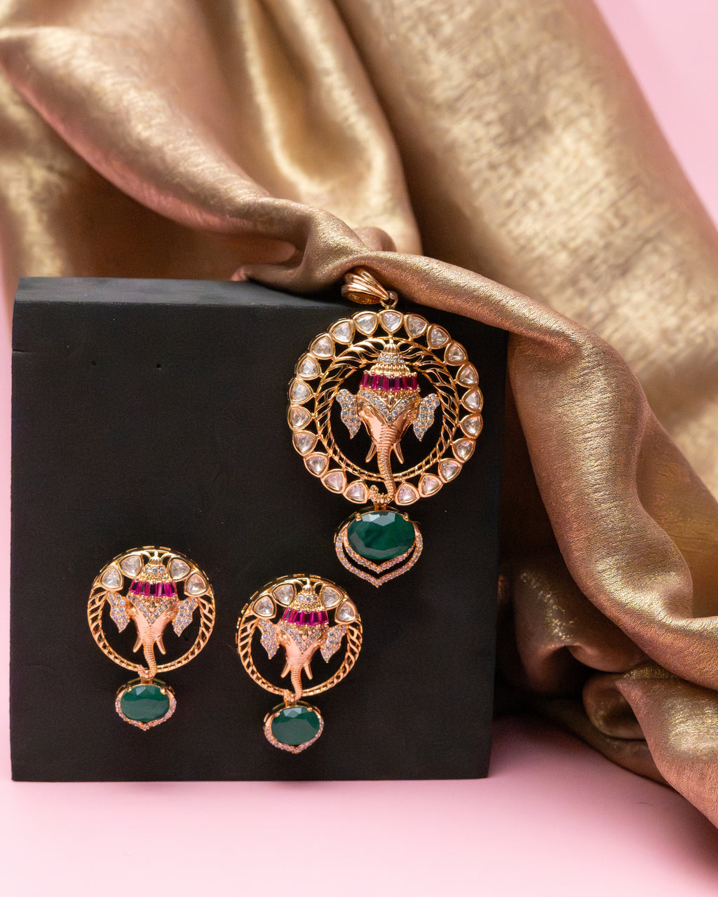 Ganesha Pendant & Earring Set