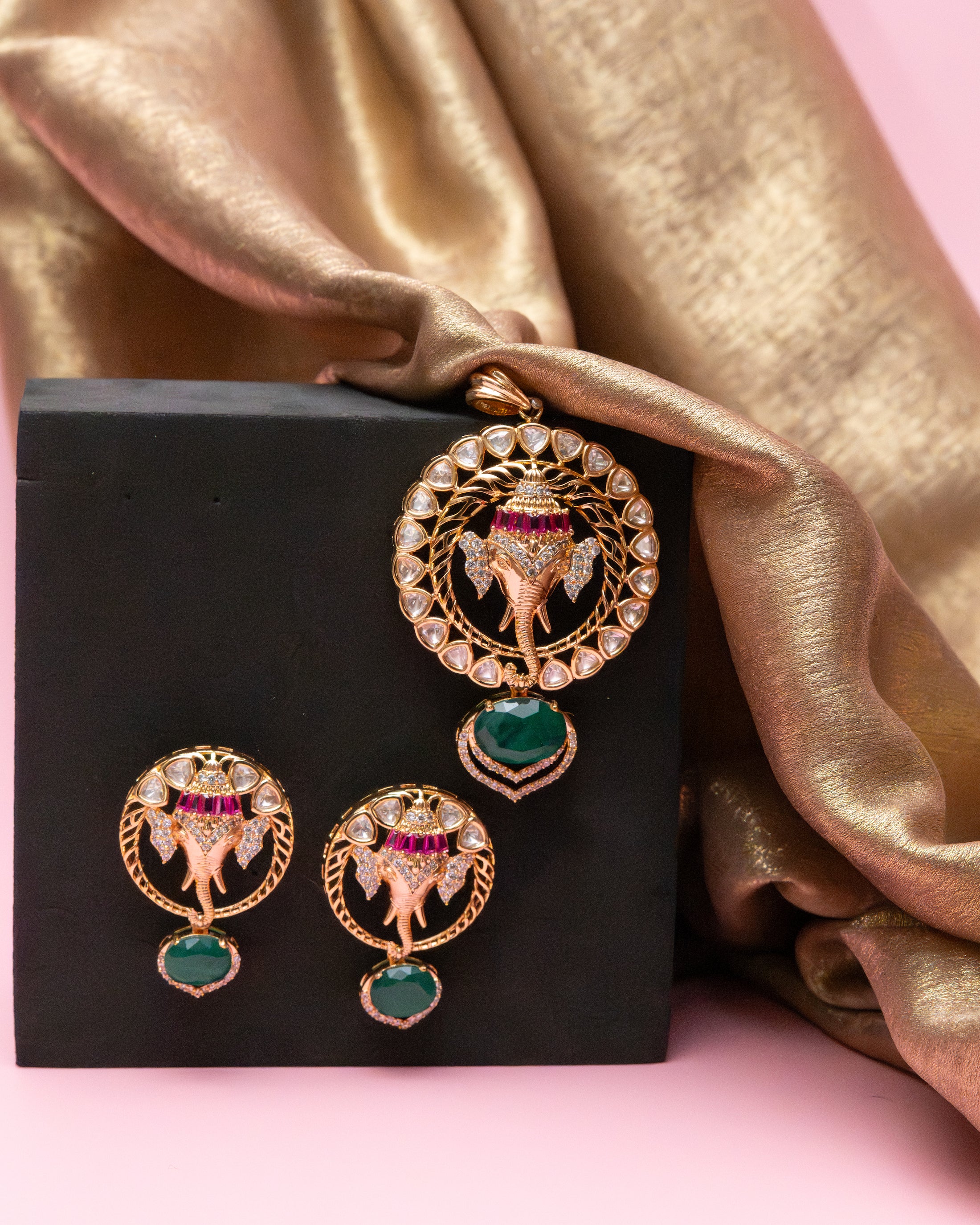 Ganesha Pendant & Earring Set