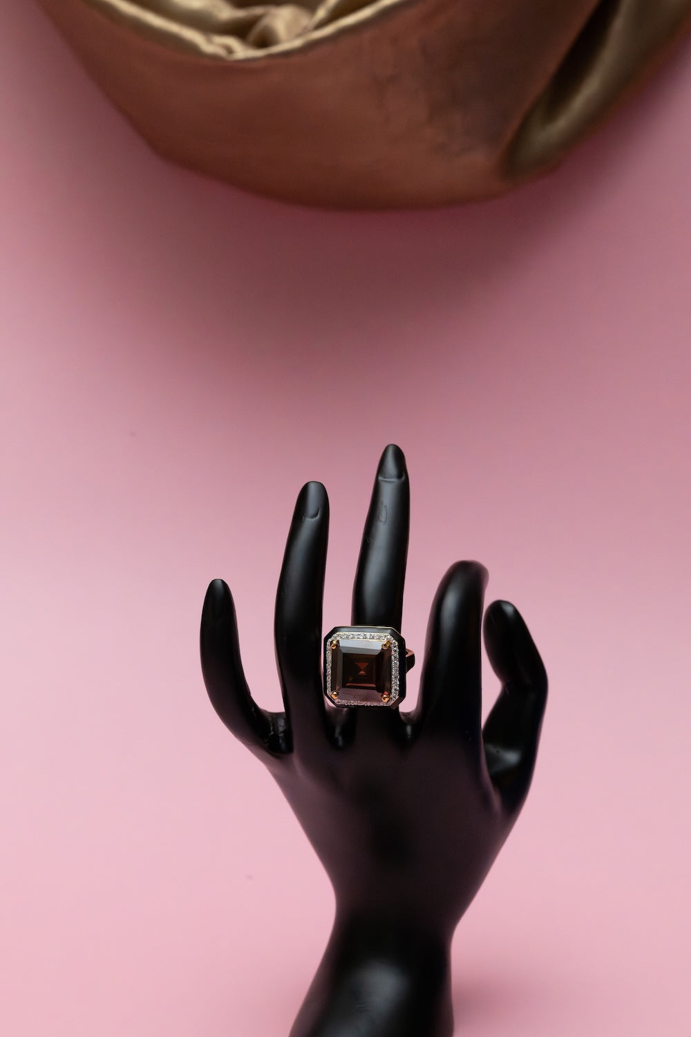 Diamond Luxe Cocktail Ring With Brown Gemstone