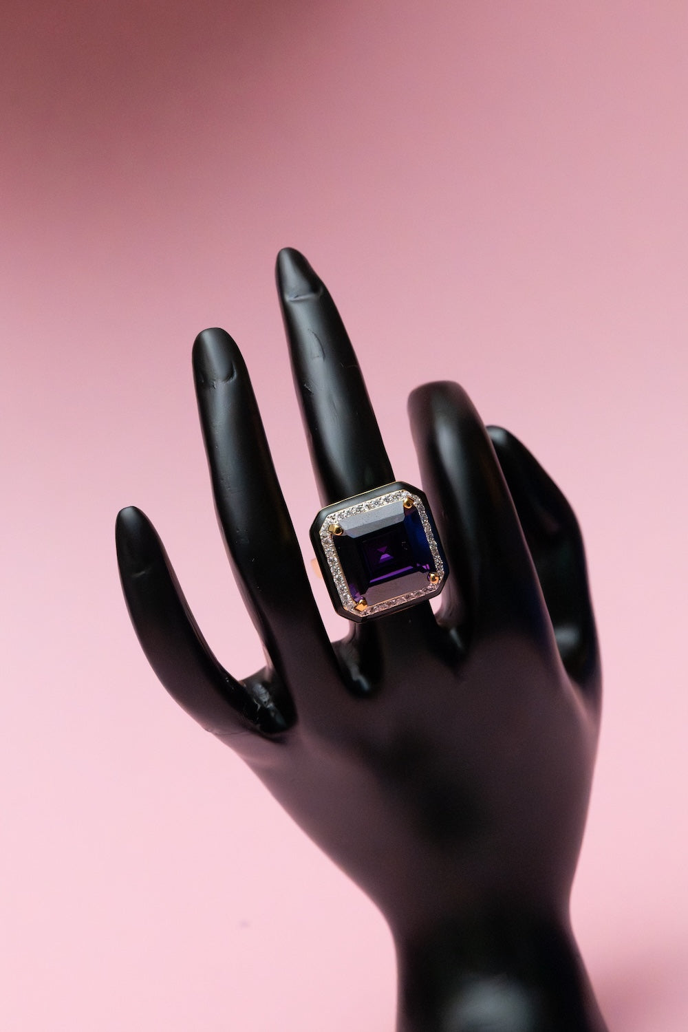 Diamond Luxe Cocktail Ring With Purple Gemstone