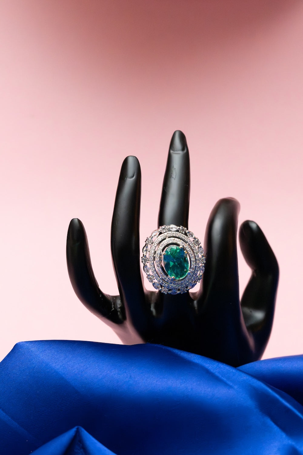 Oval Emerald Diamond Halo Ring