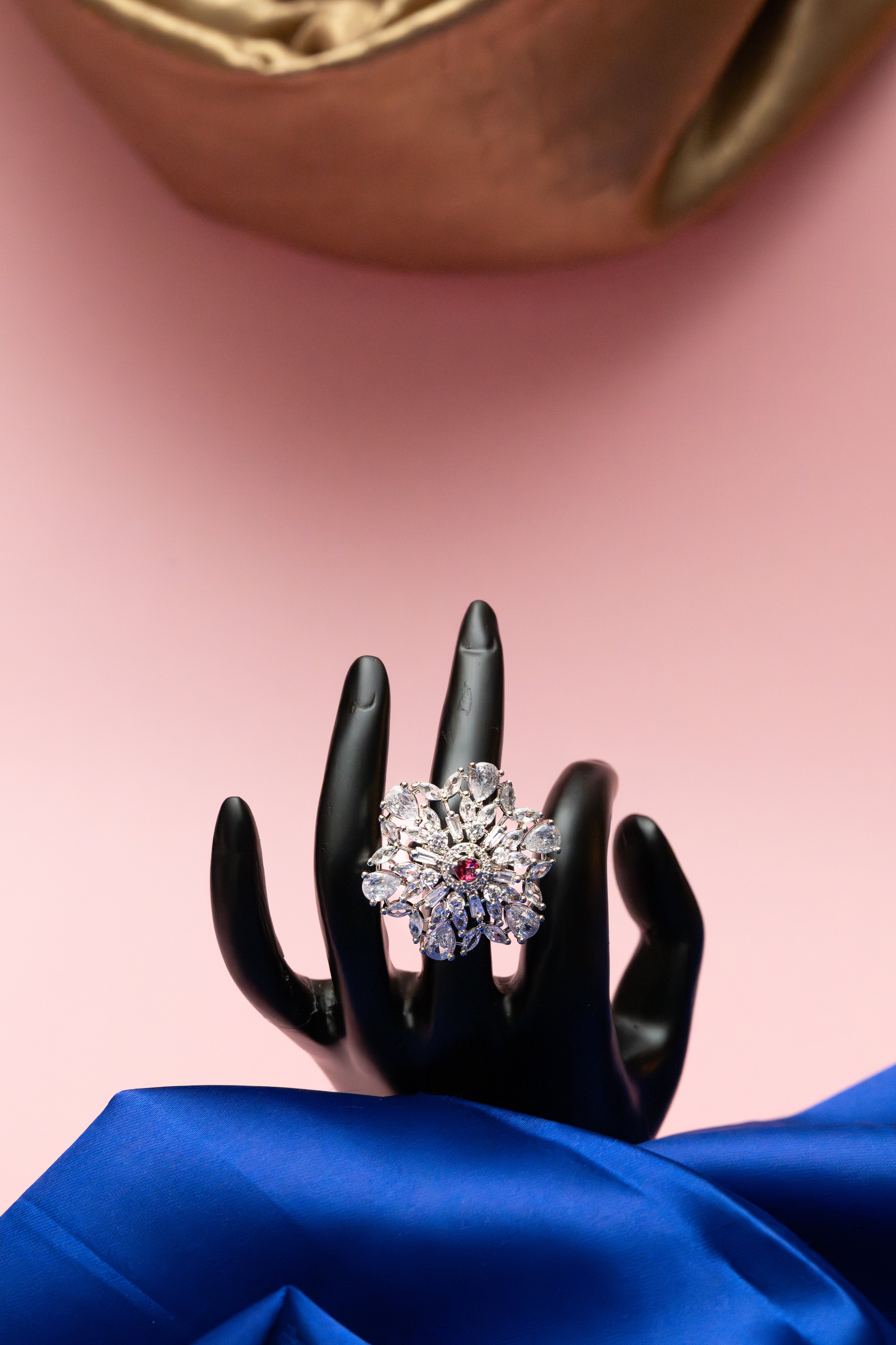 Floral Ruby Diamond Cocktail Ring