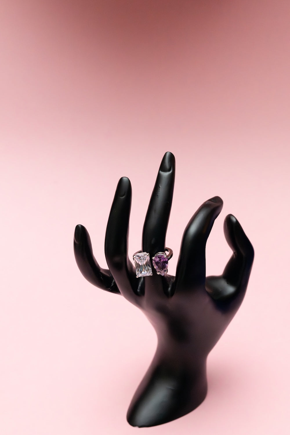 Pear and Emerald Cut Purple Gemstone Ring
